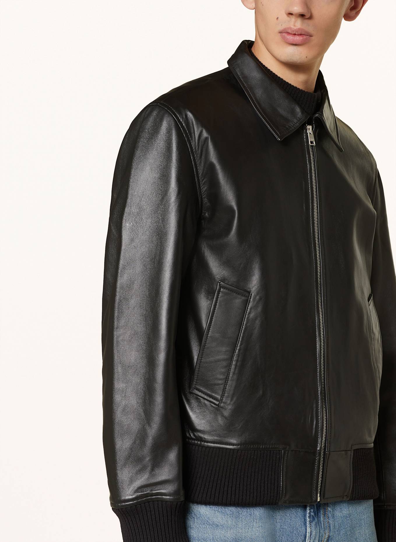 SANDRO Lederjacke: SCHWARZ
