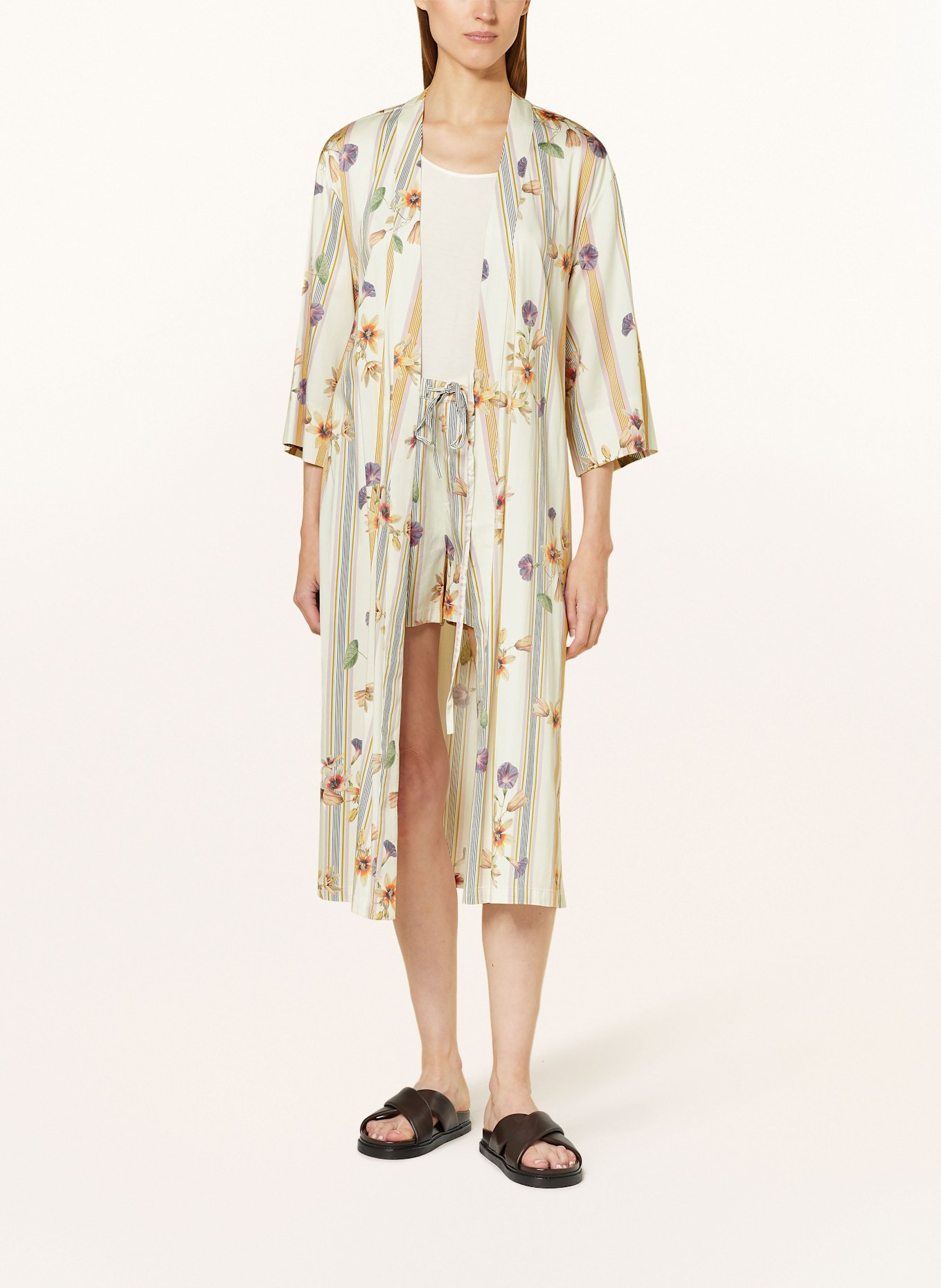 ESSENZA Kimono pour femme ILONA AMARE: ÉCRU/ LILAS CLAIR/ JAUNE FONCÉ
