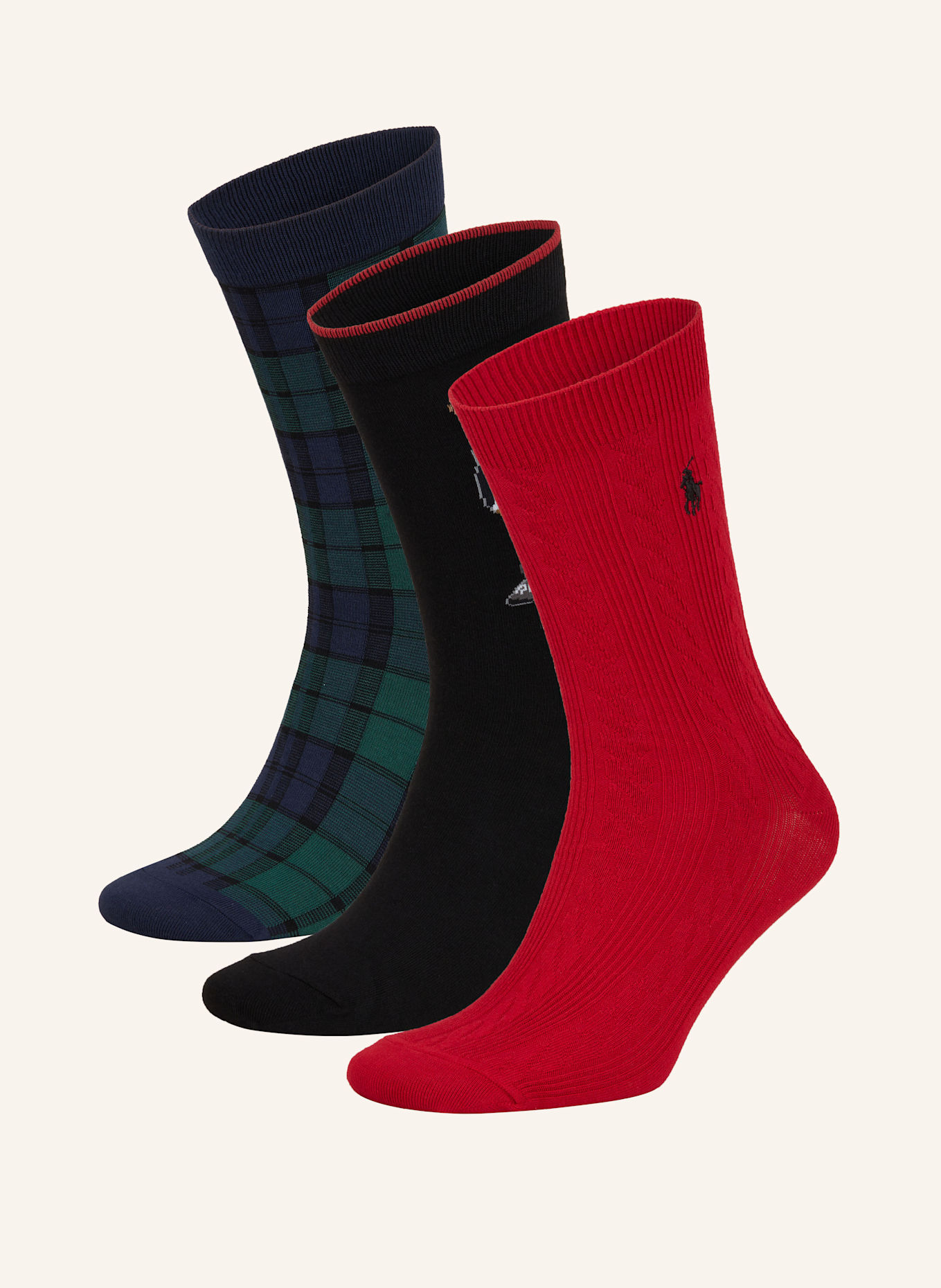 POLO RALPH LAUREN Skarpety, 3 pary, z pudełkiem prezentowym: 001 assorted