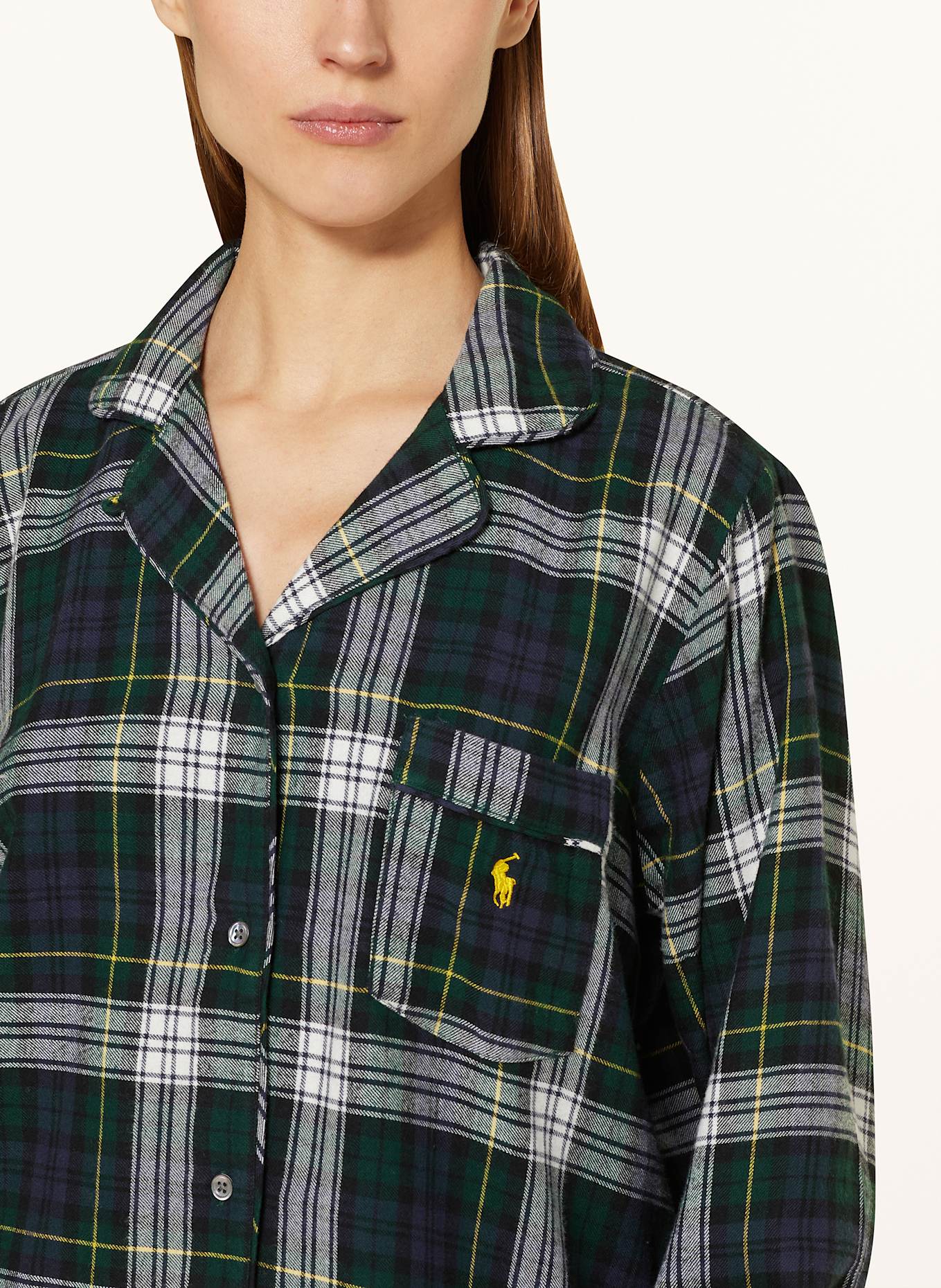 POLO RALPH LAUREN Schlafanzug aus Flanell: DUNKELBLAU / GELB