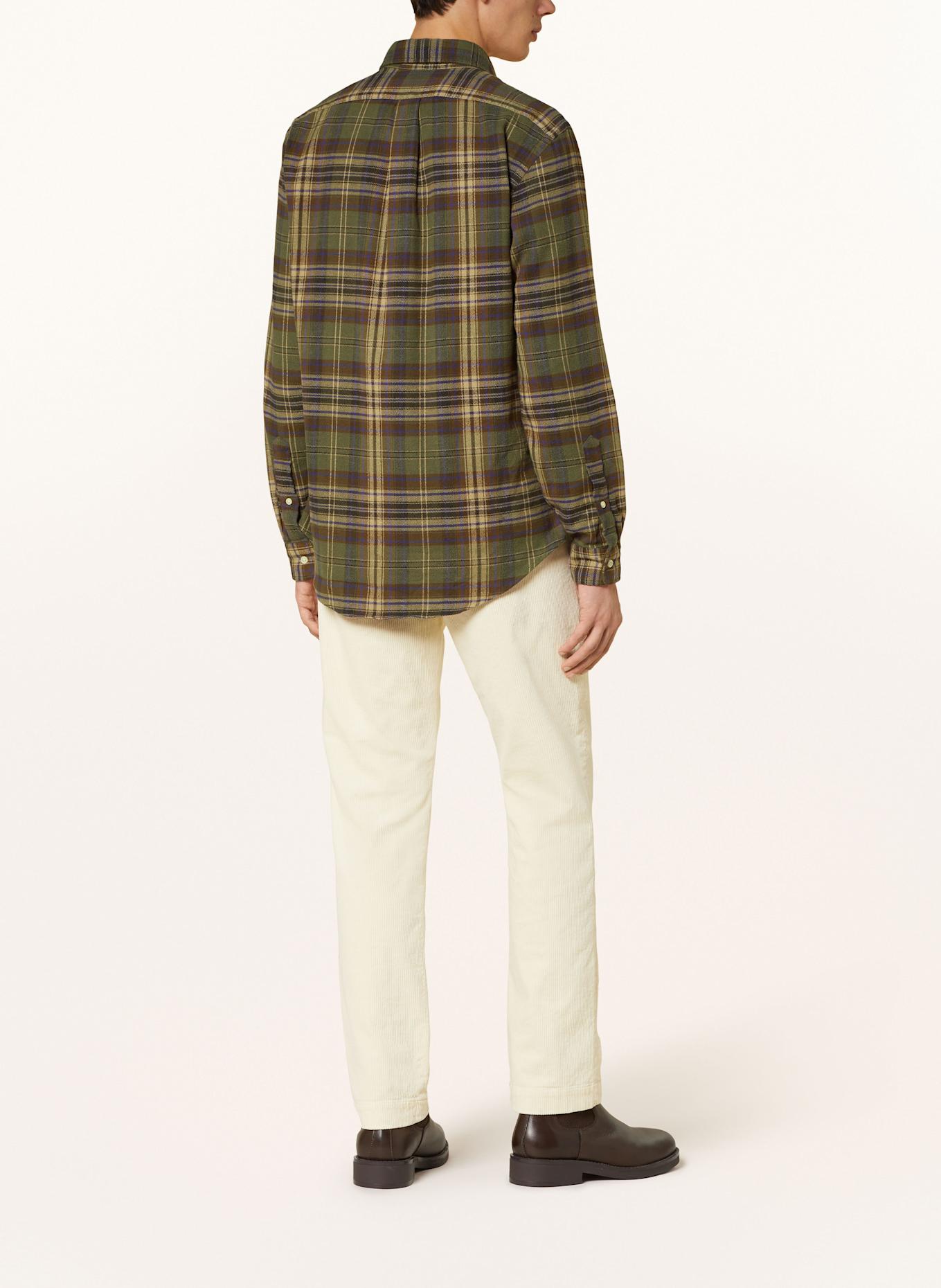 POLO RALPH LAUREN Flanellhemd Custom Fit: OLIV / HELLBRAUN / DUNKELLILA