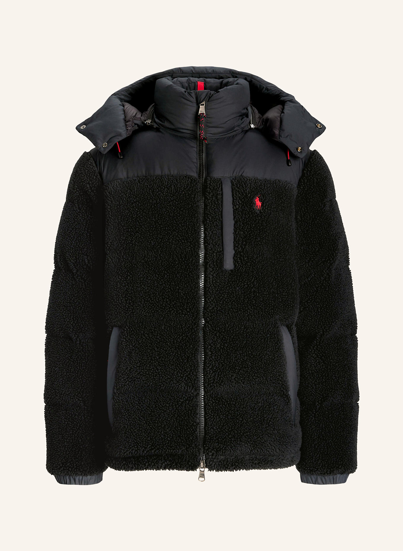 POLO RALPH LAUREN Down jacket with teddy fur and detachable hood