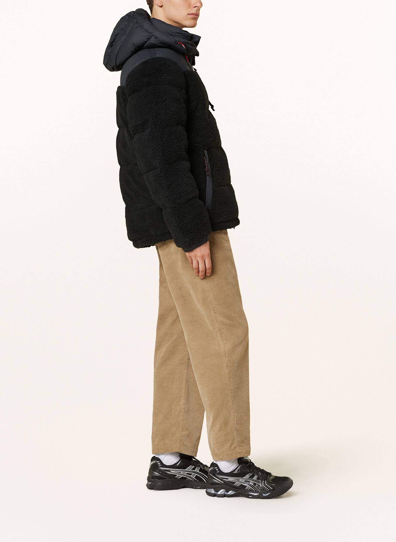 POLO RALPH LAUREN Down jacket with teddy fur and detachable hood: BLACK