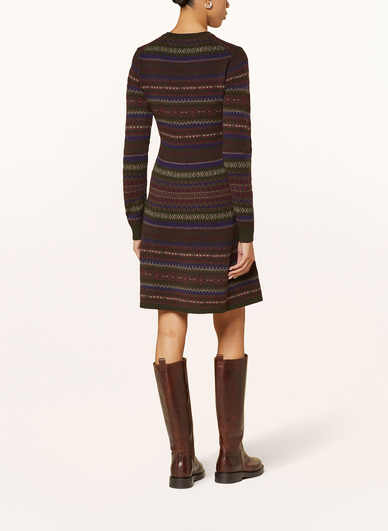 POLO RALPH LAUREN Strickkleid: OLIV / DUNKELROT / LILA