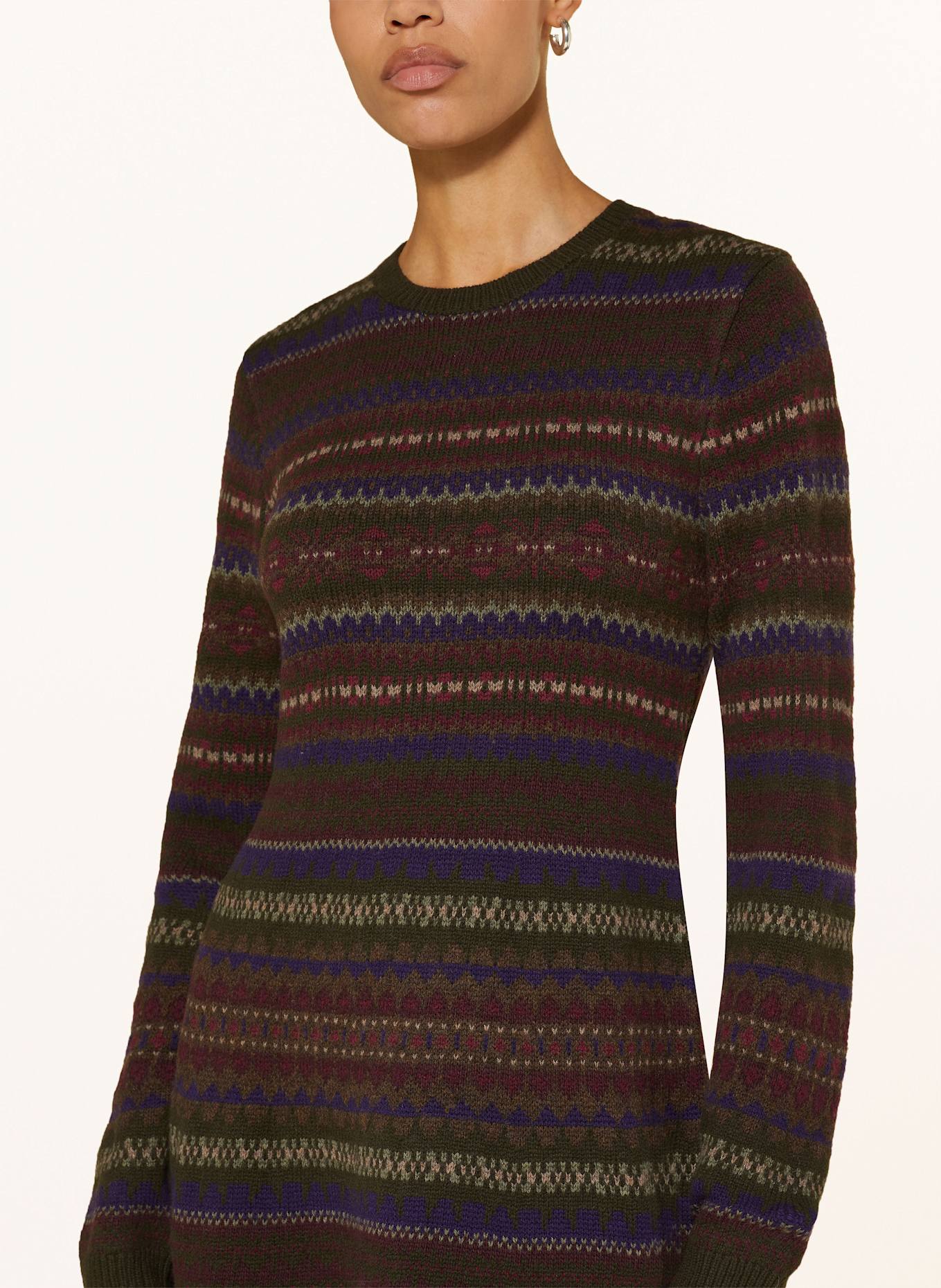 POLO RALPH LAUREN Strickkleid: OLIV / DUNKELROT / LILA