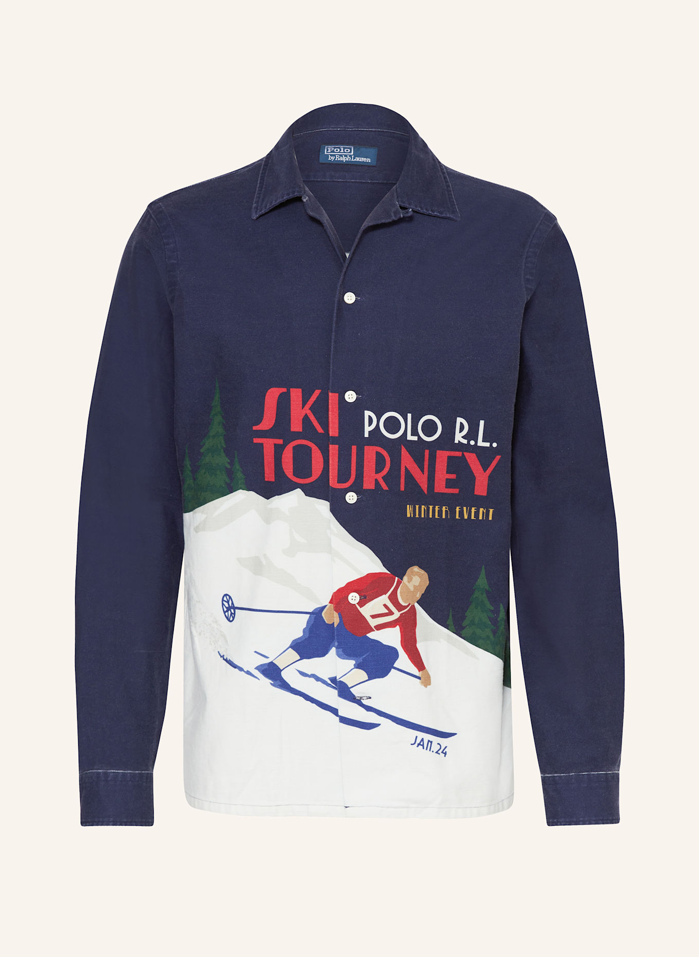 POLO RALPH LAUREN Denim shirt comfort fit in dark blue white
