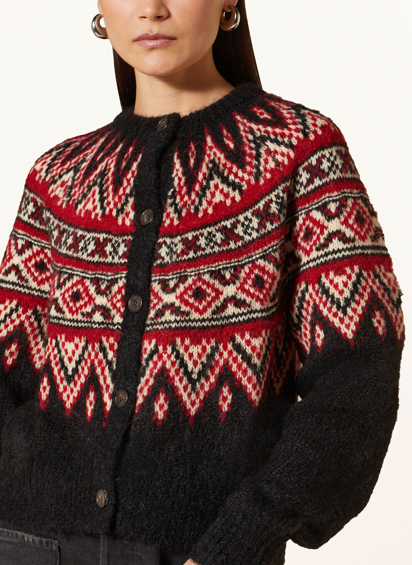 POLO RALPH LAUREN Strickjacke aus Alpaka: SCHWARZ/ DUNKELROT