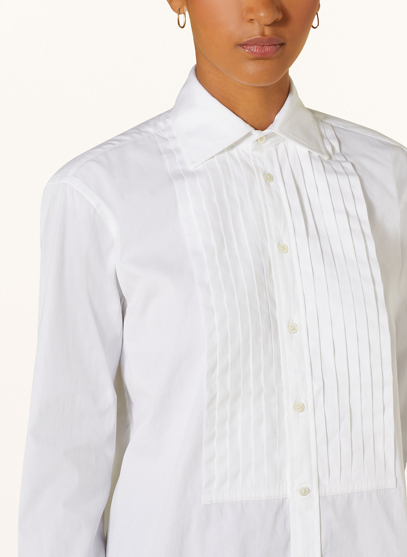 POLO RALPH LAUREN Hemdbluse mit abnehmbarer Schluppe: WEISS