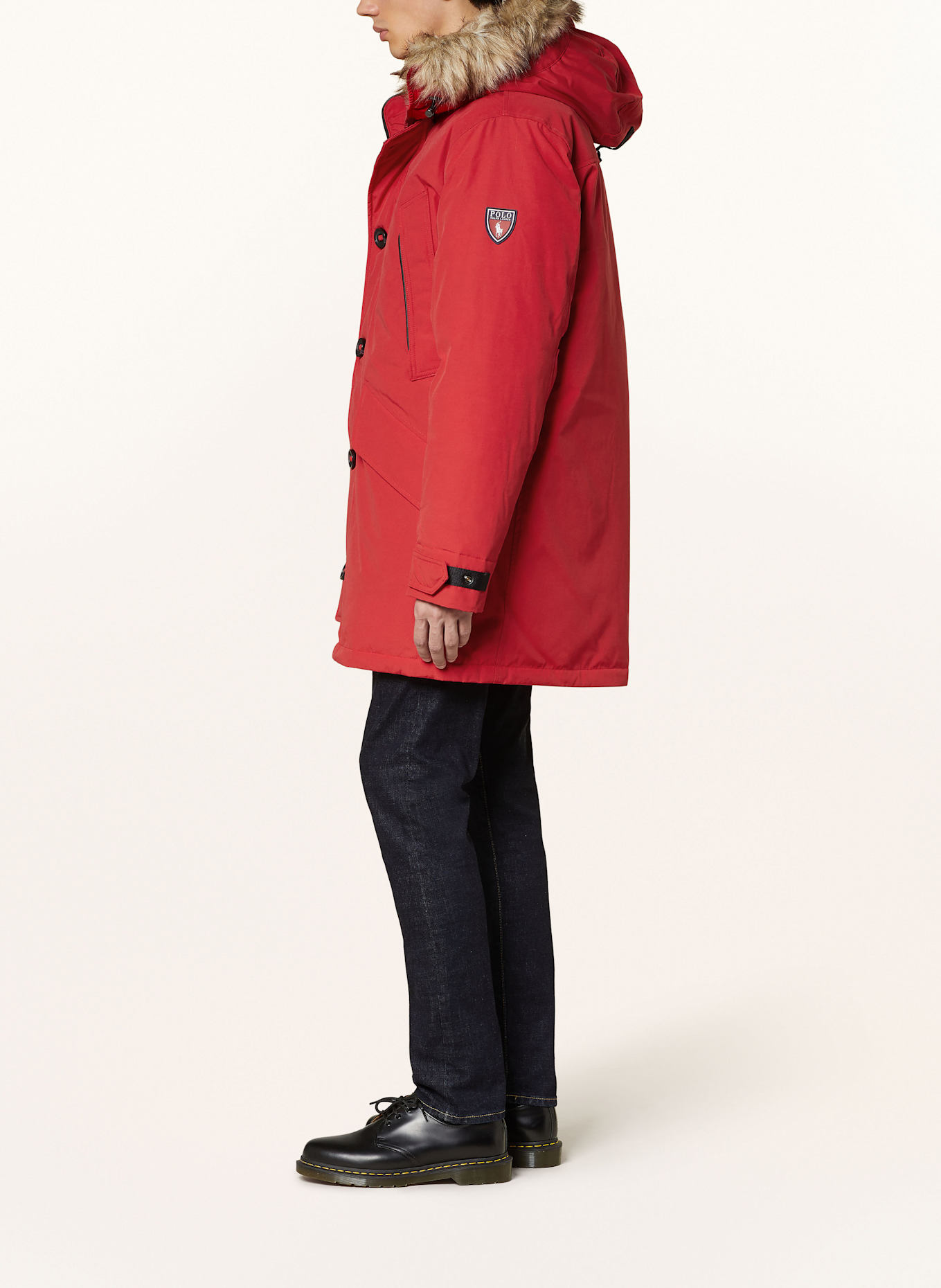 POLO RALPH LAUREN Down parka with detachable faux fur: RED