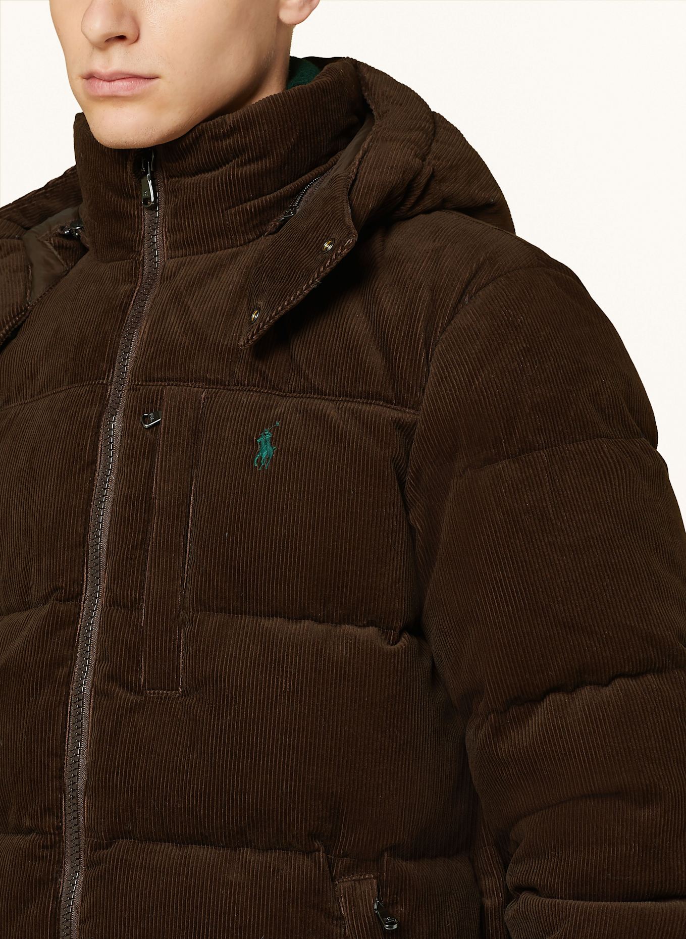 POLO RALPH LAUREN Down jacket in corduroy in dark brown