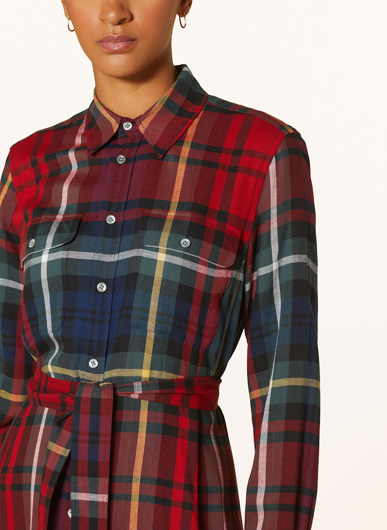 POLO RALPH LAUREN Hemdblusenkleid: ROT/ DUNKELGRÜN/ DUNKELBLAU