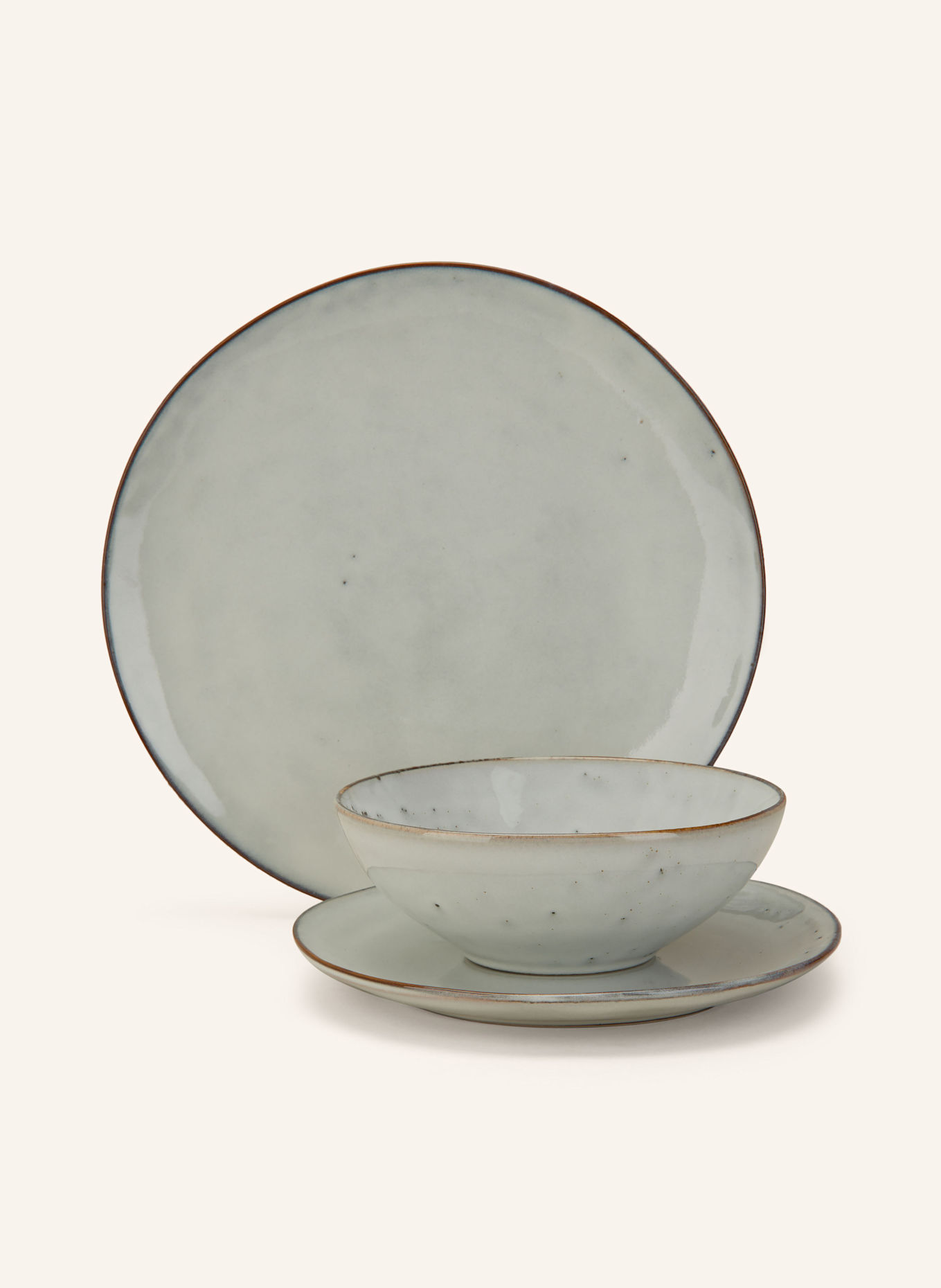 BROSTE COPENHAGEN 6-teiliges Geschirrset NORDIC SAND: WEISS / HELLBLAU / DUNKELBRAUN