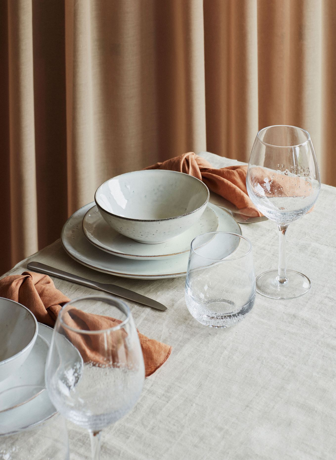 BROSTE COPENHAGEN 6-teiliges Geschirrset NORDIC SAND: WEISS / HELLBLAU / DUNKELBRAUN