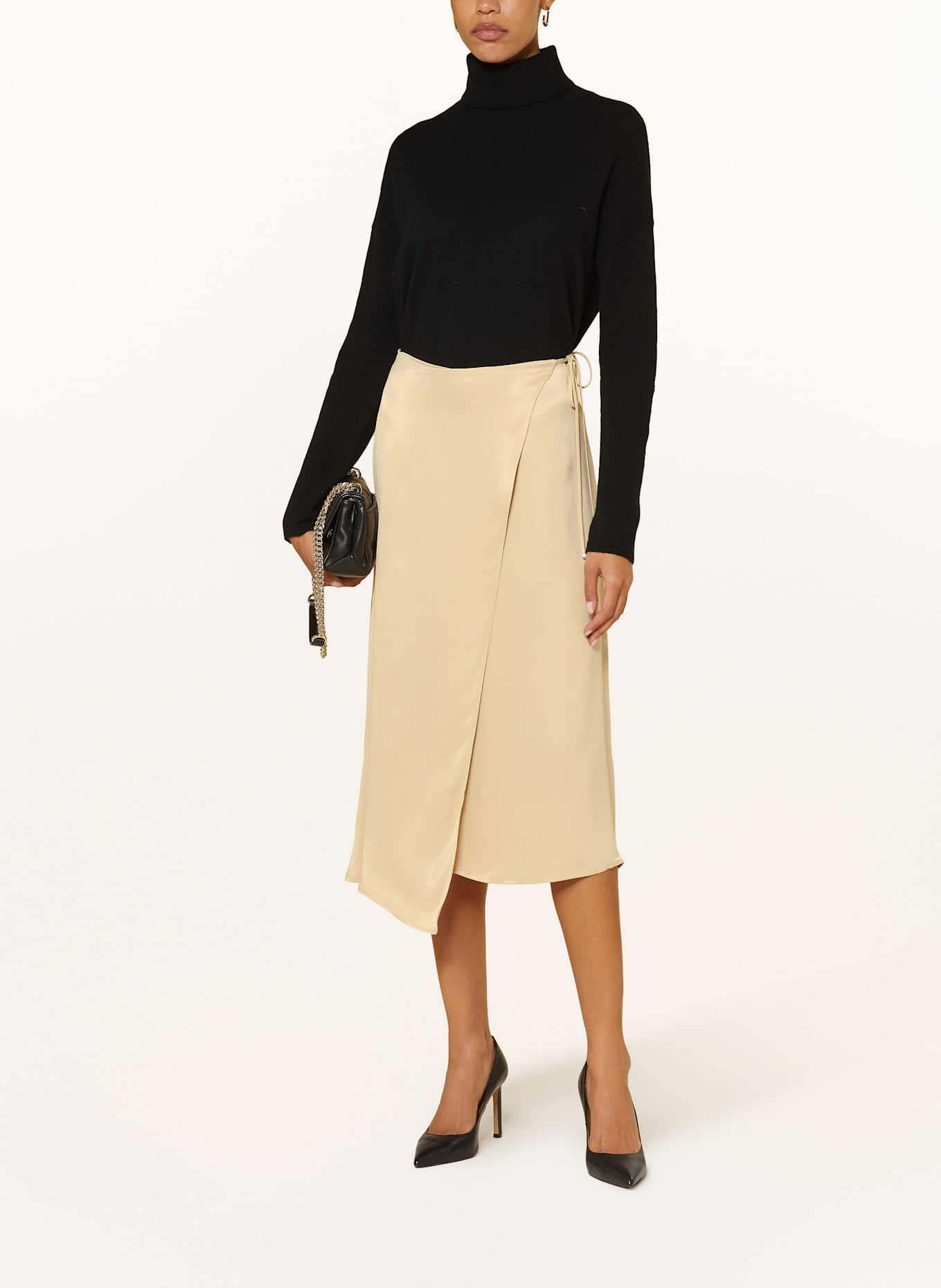 BOSS Wickelrock VAMARNI aus Satin: BEIGE