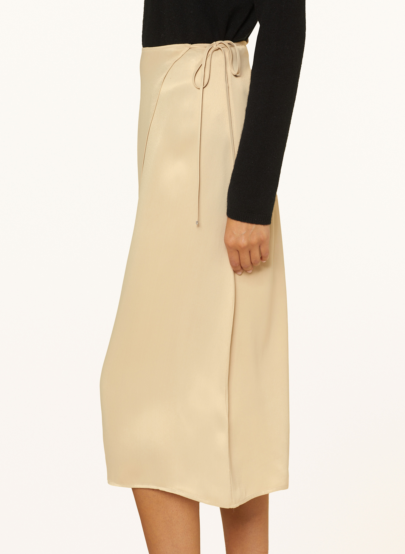 BOSS Wickelrock VAMARNI aus Satin: BEIGE