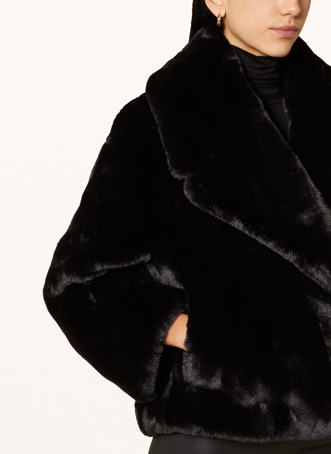 BOSS Kunstfell-Jacke CURMETA: SCHWARZ