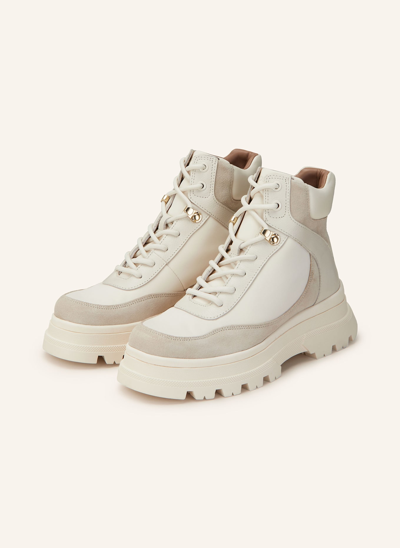 BOSS FOSTER lace-up boots: WHITE / LIGHT GRAY