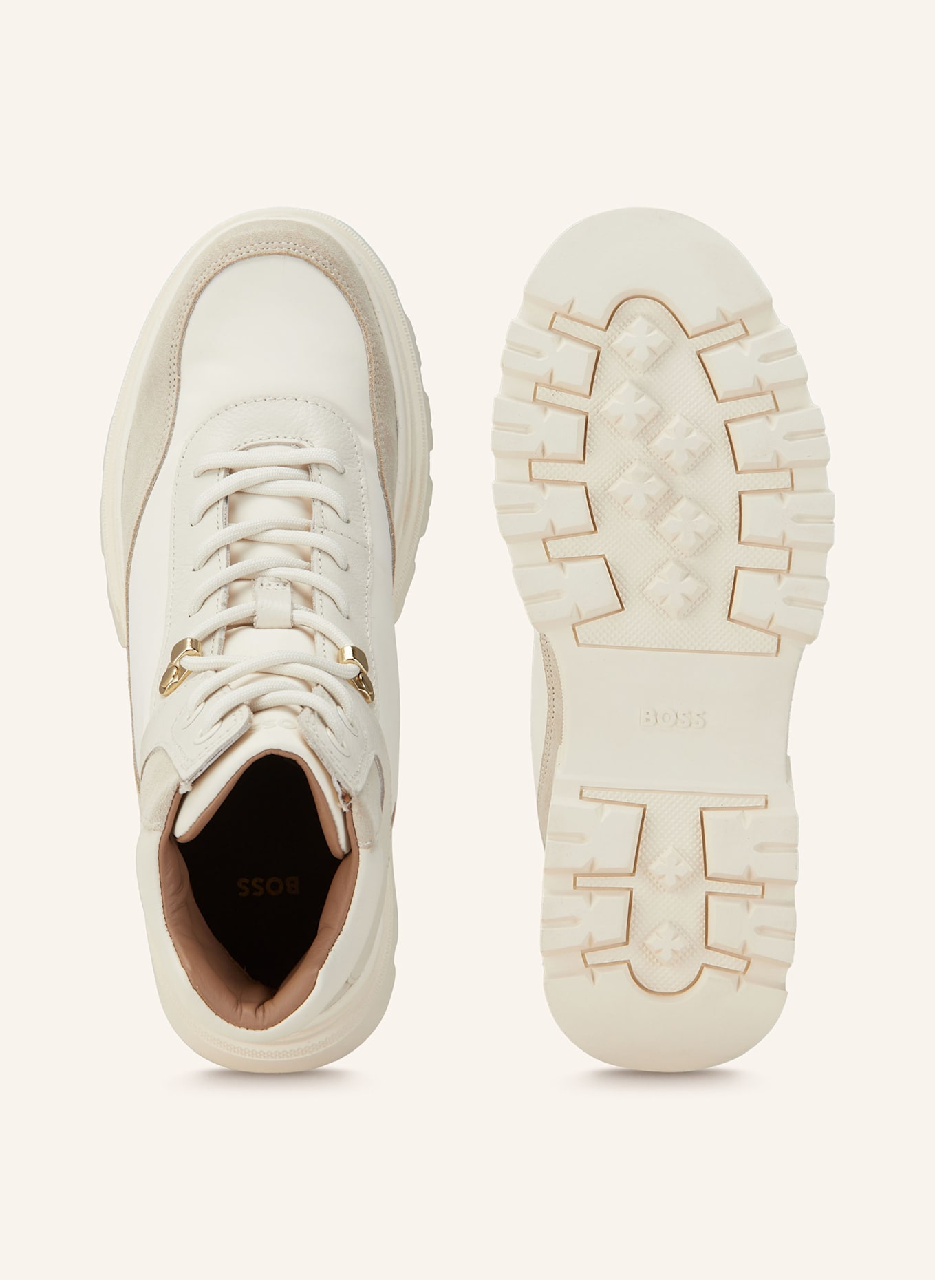 BOSS FOSTER lace-up boots: WHITE / LIGHT GRAY
