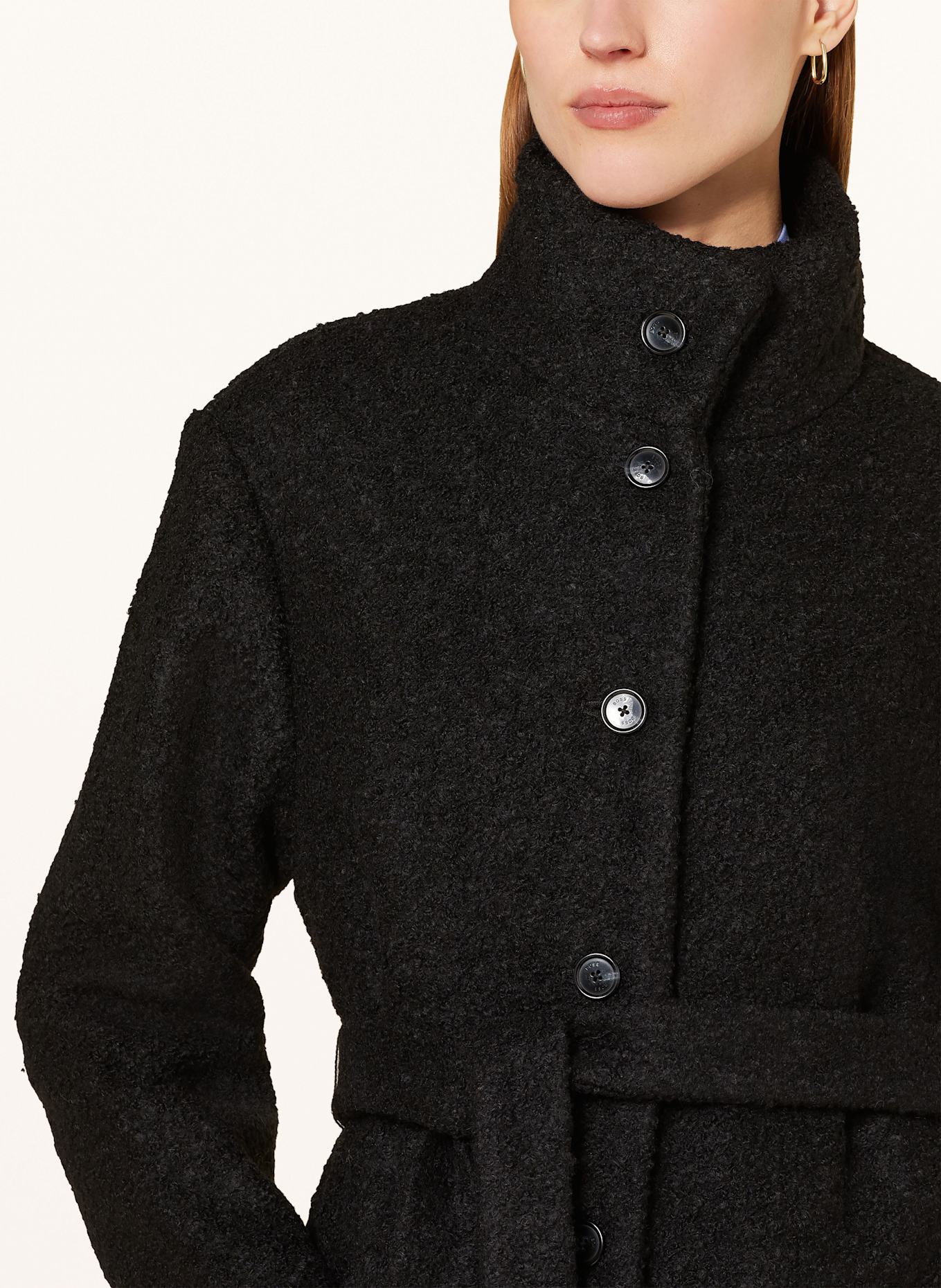 BOSS Bouclé-Mantel CAYLINA in schwarz