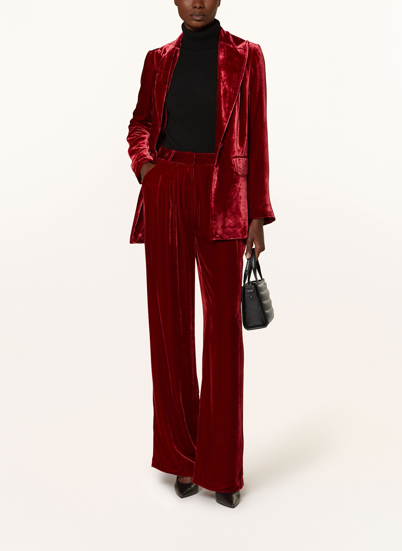 MRS & HUGS Marlenehose aus Samt: DUNKELROT