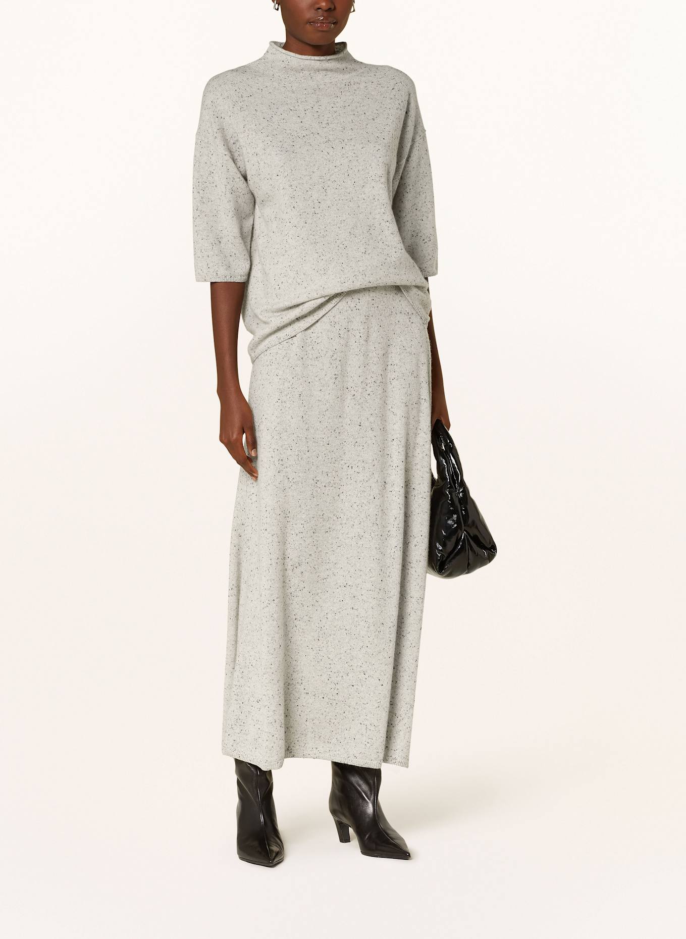 MRS & HUGS Kašmírová úpletová sukně: SVĚTLE ŠEDÁ / ČERNÁ