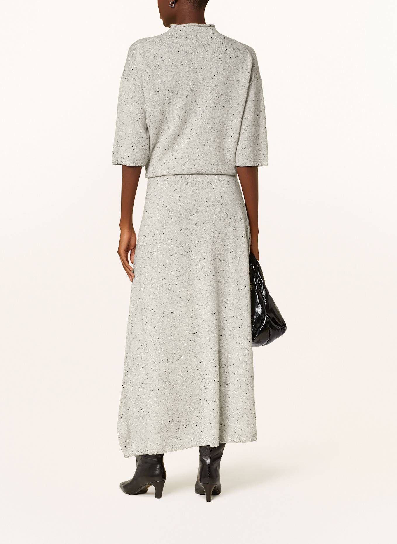 MRS & HUGS Kašmírová úpletová sukně: SVĚTLE ŠEDÁ / ČERNÁ