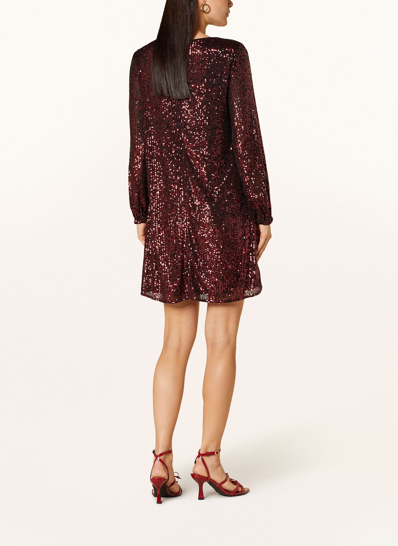 MRS & HUGS Cocktailkleid mit Pailletten: DUNKELROT
