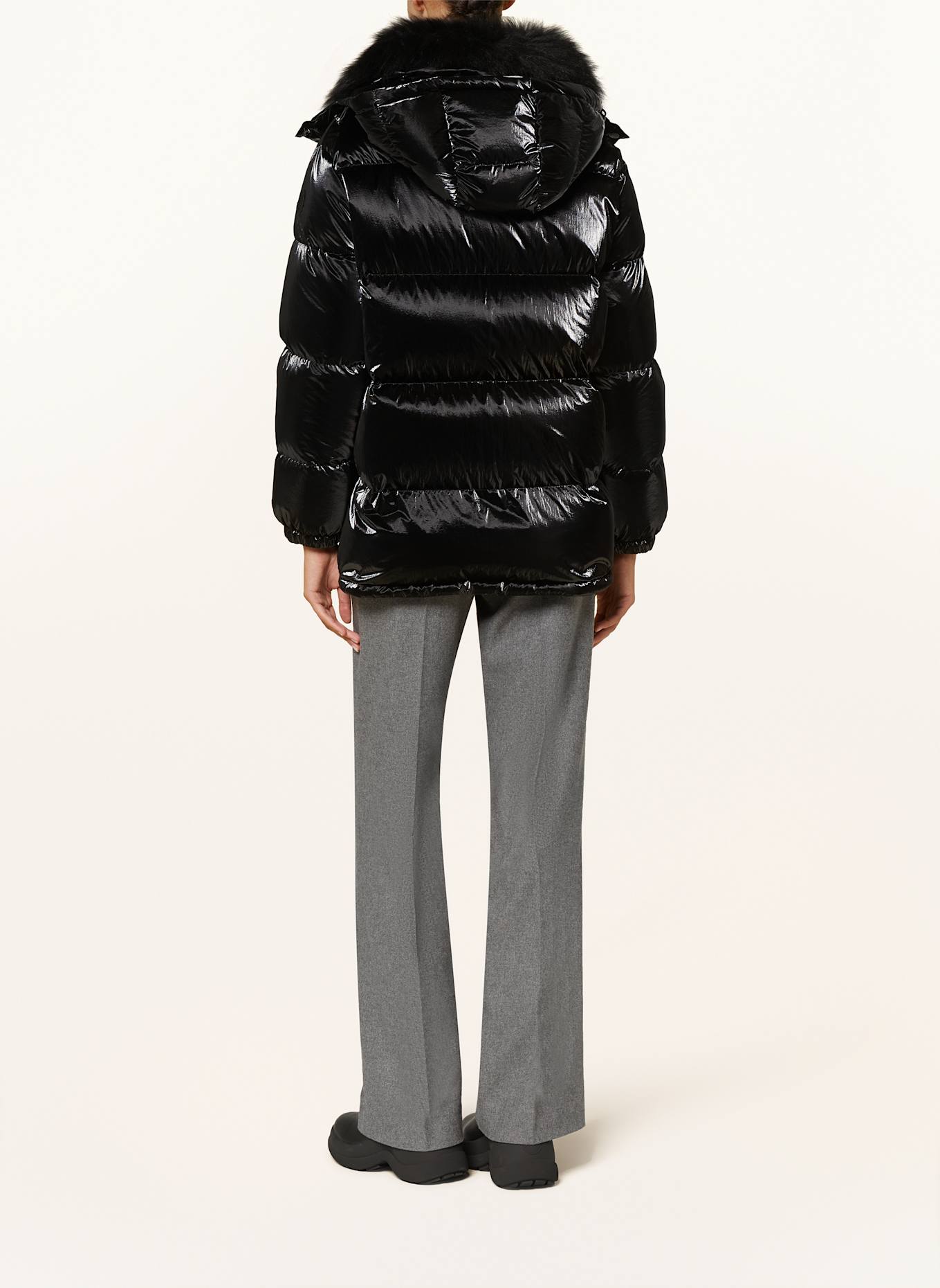 MONCLER Down jacket HANAU with removable hood and faux fur