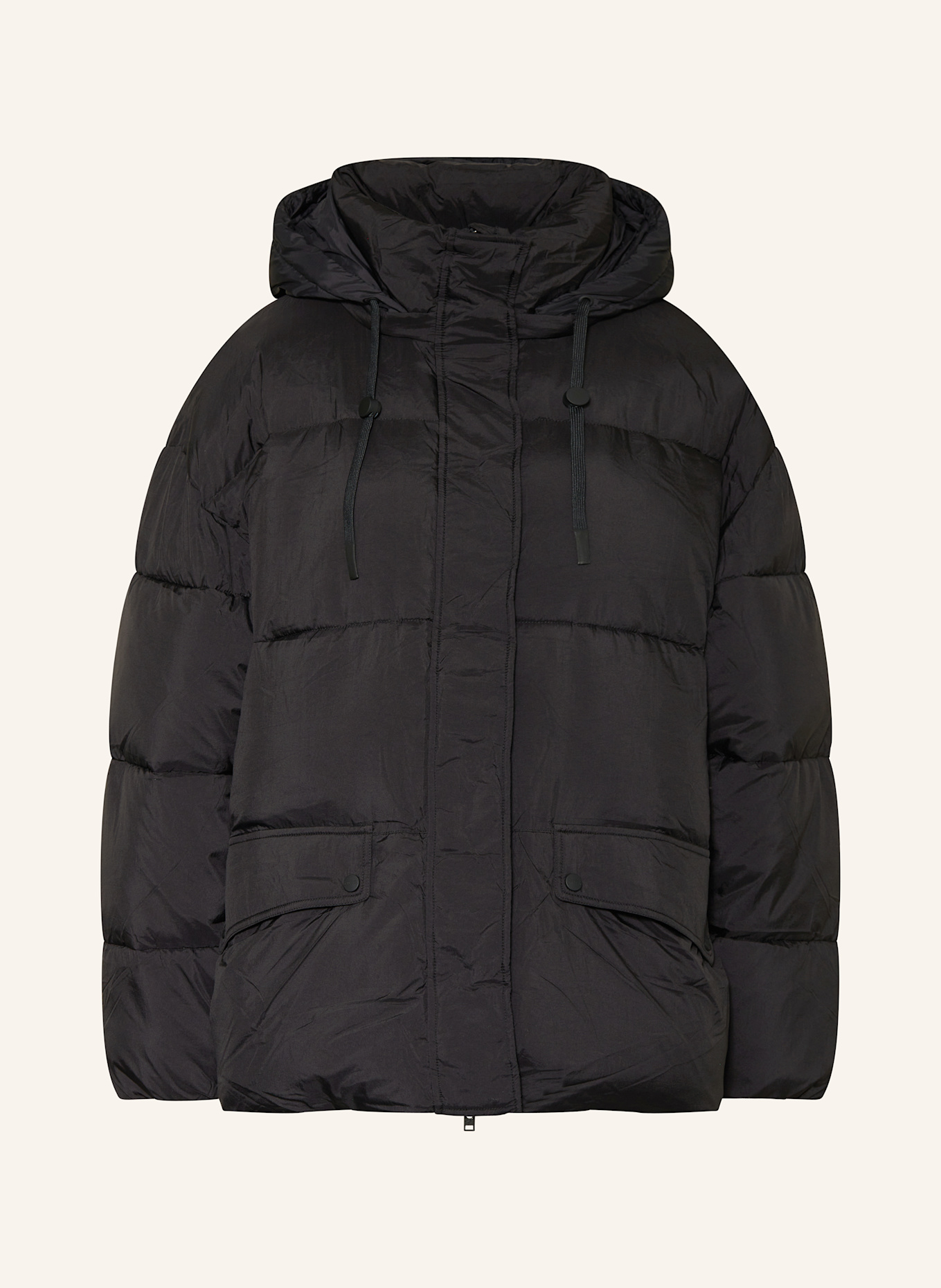 Black quilted jacket with hood online