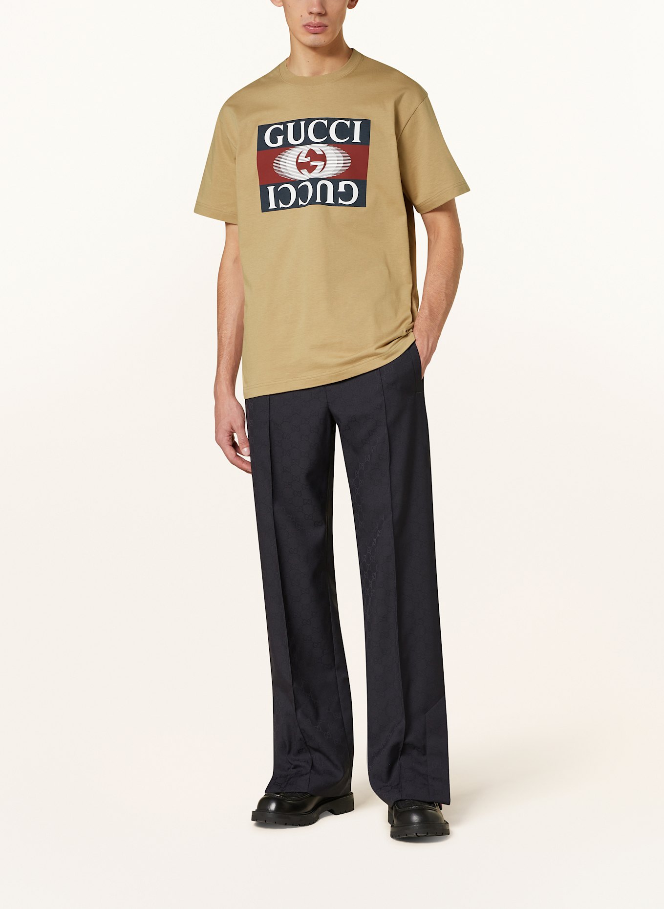 GUCCI T-Shirt: CAMEL/ DUNKELBLAU/ DUNKELROT