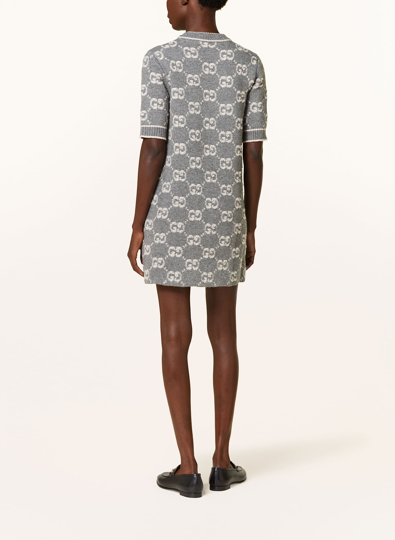 GUCCI Bouclé dress: LIGHT GRAY/ WHITE