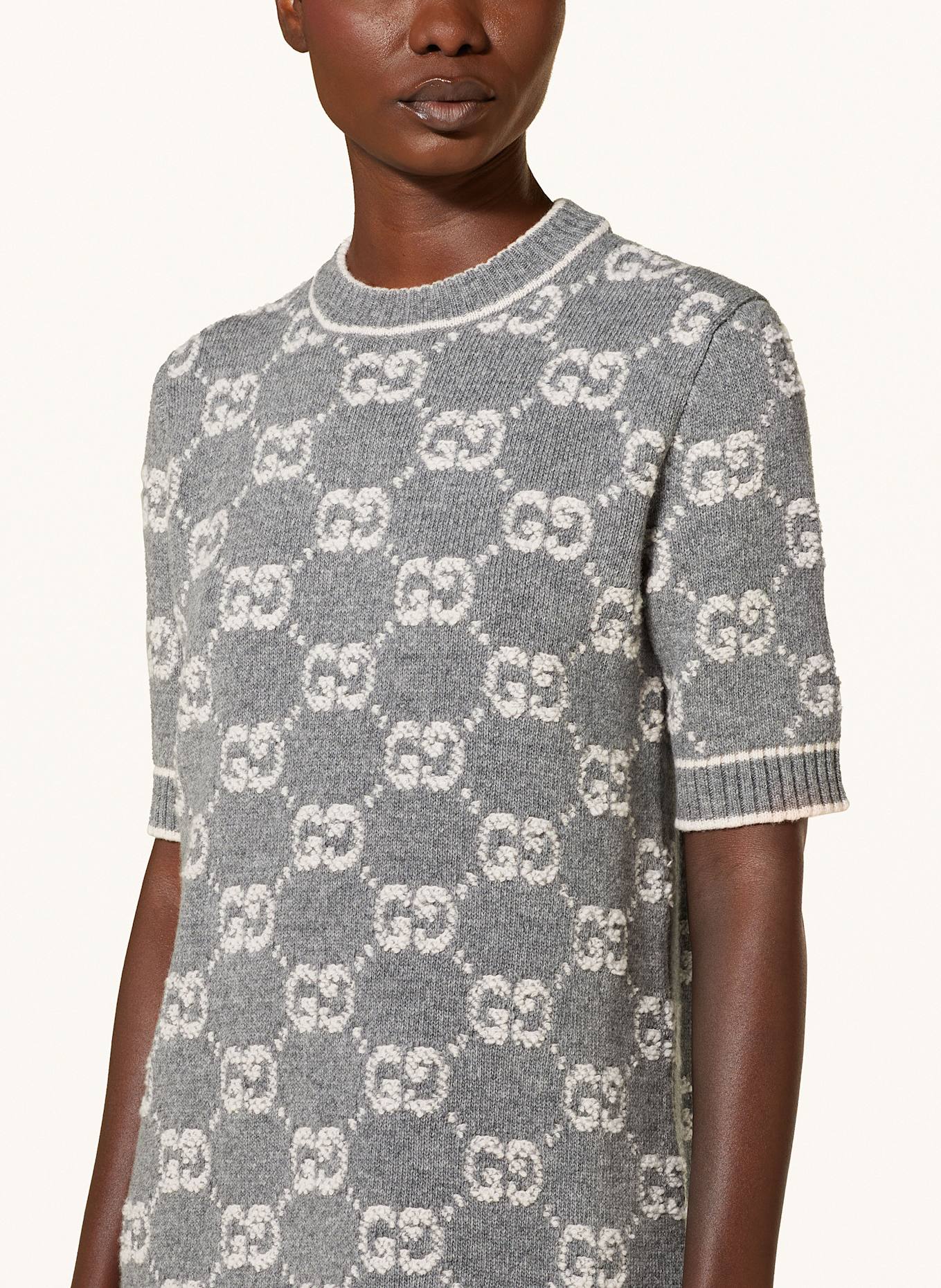 GUCCI Bouclé dress: LIGHT GRAY/ WHITE