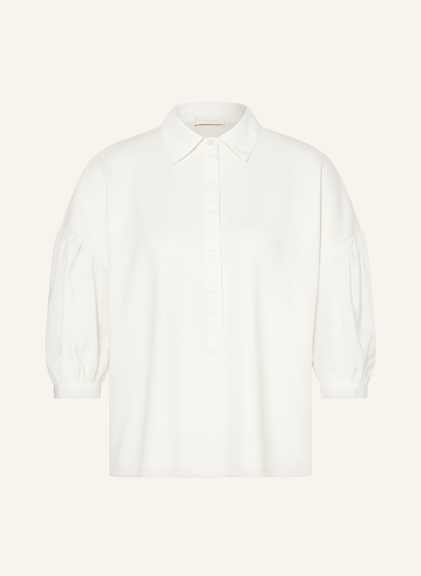 Rich & Royal Shirt blouse in mixed materials with 3/4 sleeves: ECRU