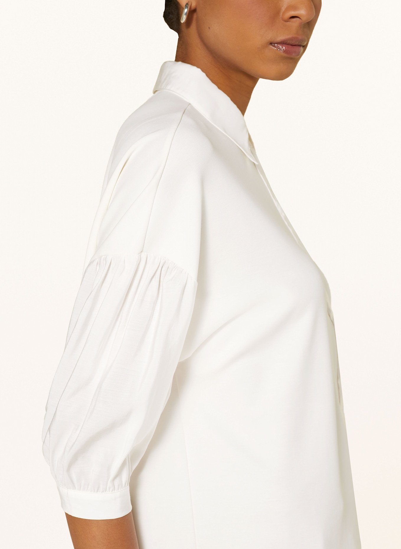 Rich & Royal Shirt blouse in mixed materials with 3/4 sleeves: ECRU