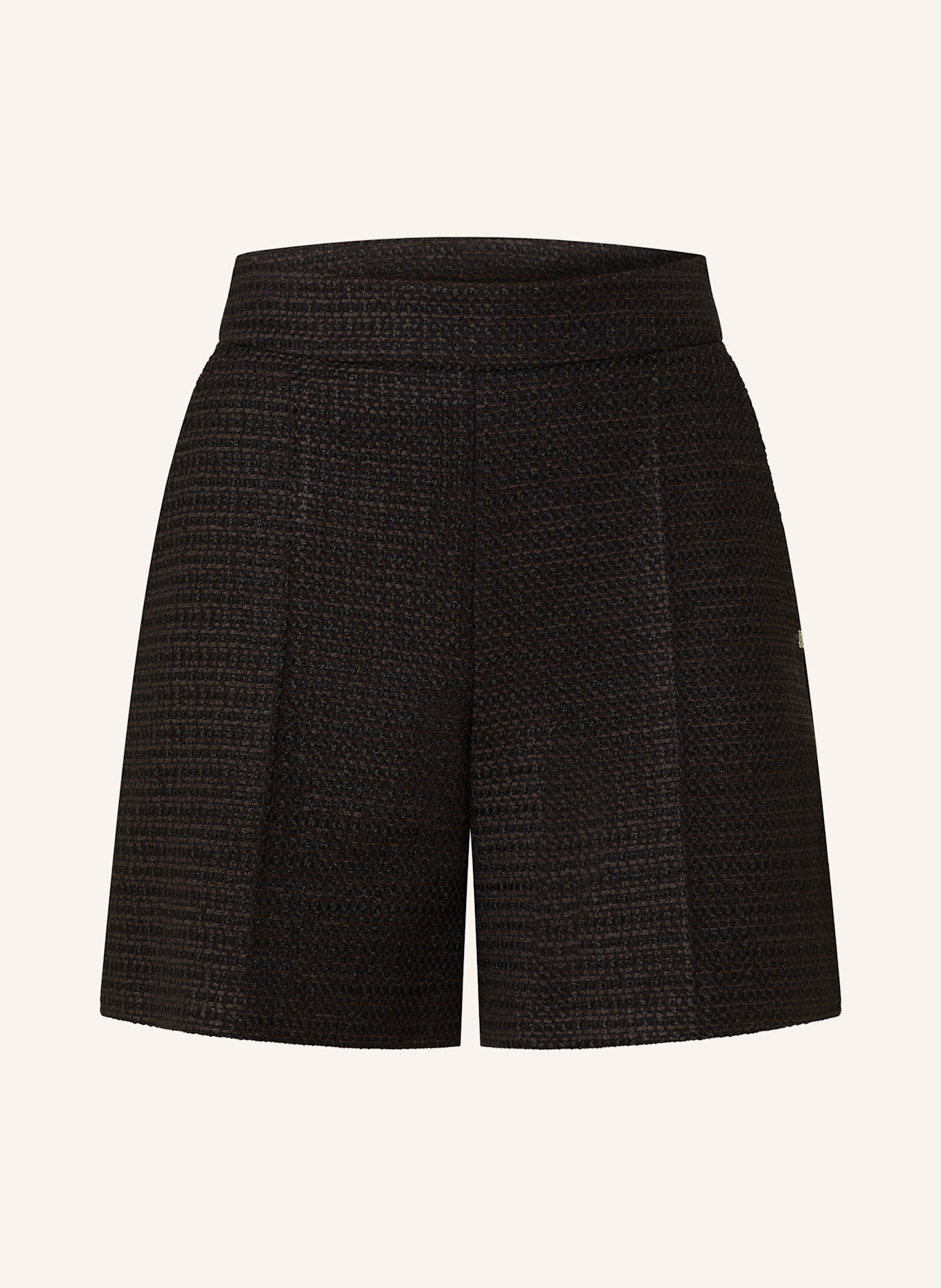 HUGO Shorts HALENDA: BLACK / DARK BROWN