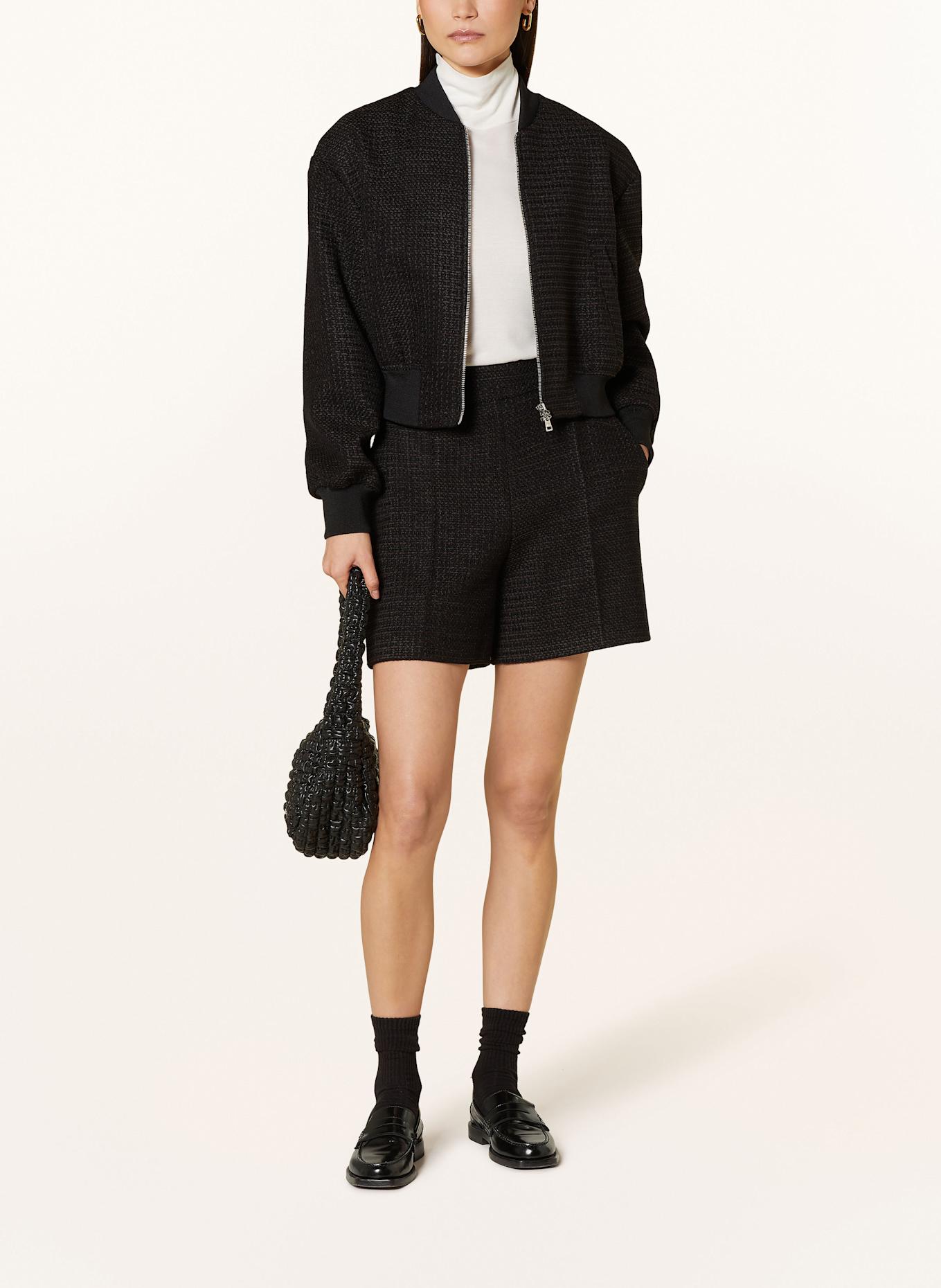 HUGO Shorts HALENDA: BLACK / DARK BROWN