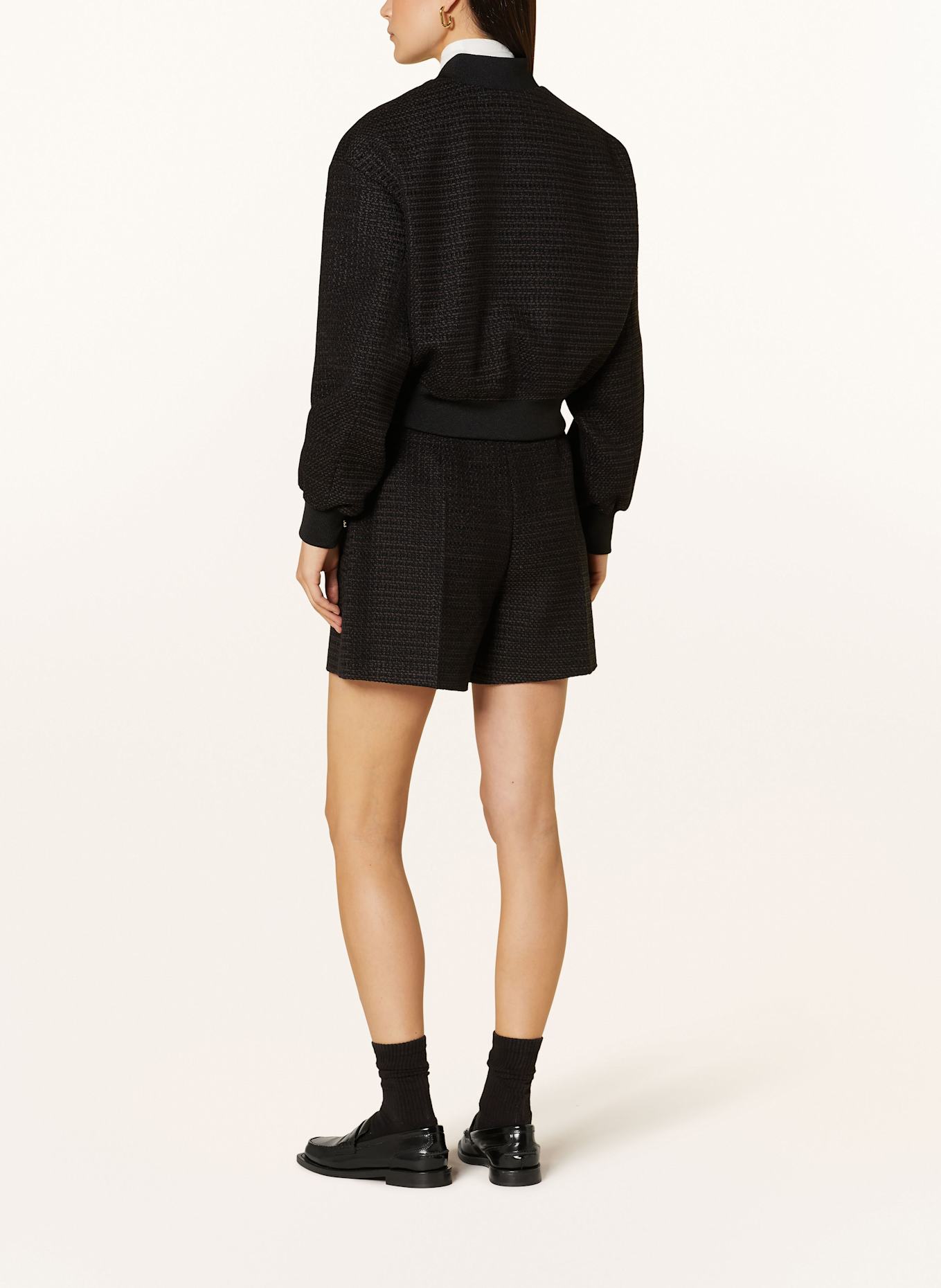 HUGO Shorts HALENDA: BLACK / DARK BROWN