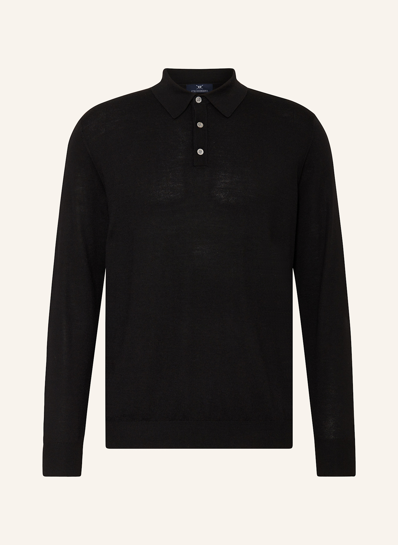 STROKESMAN'S Strick-Poloshirt: SCHWARZ