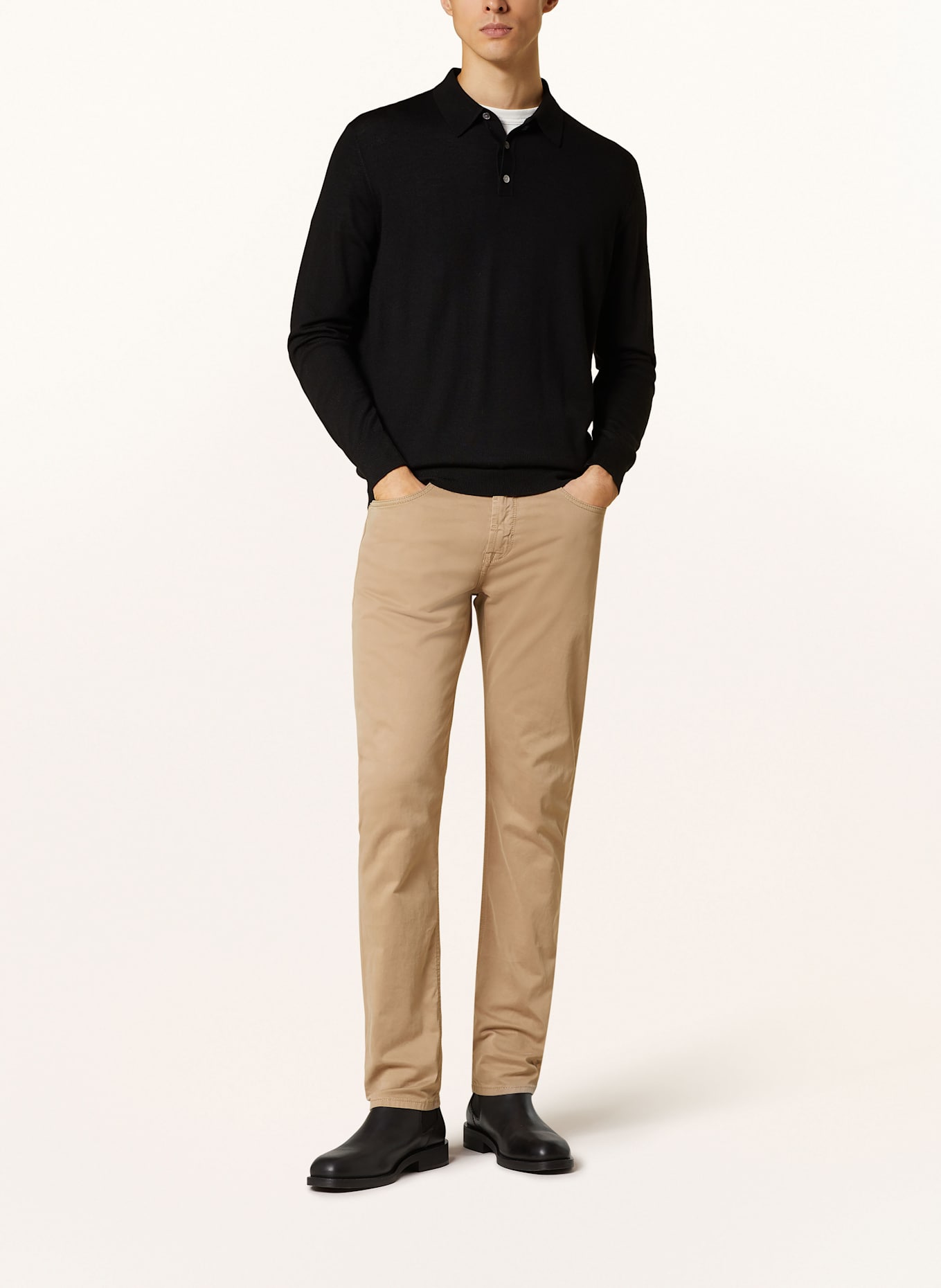 STROKESMAN'S Strick-Poloshirt: SCHWARZ