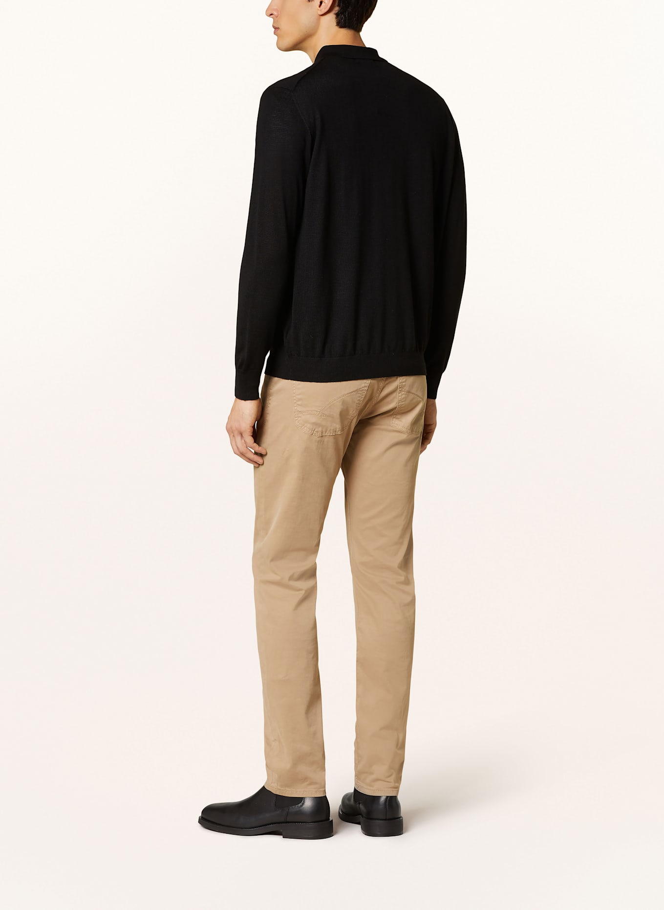 STROKESMAN'S Strick-Poloshirt: SCHWARZ