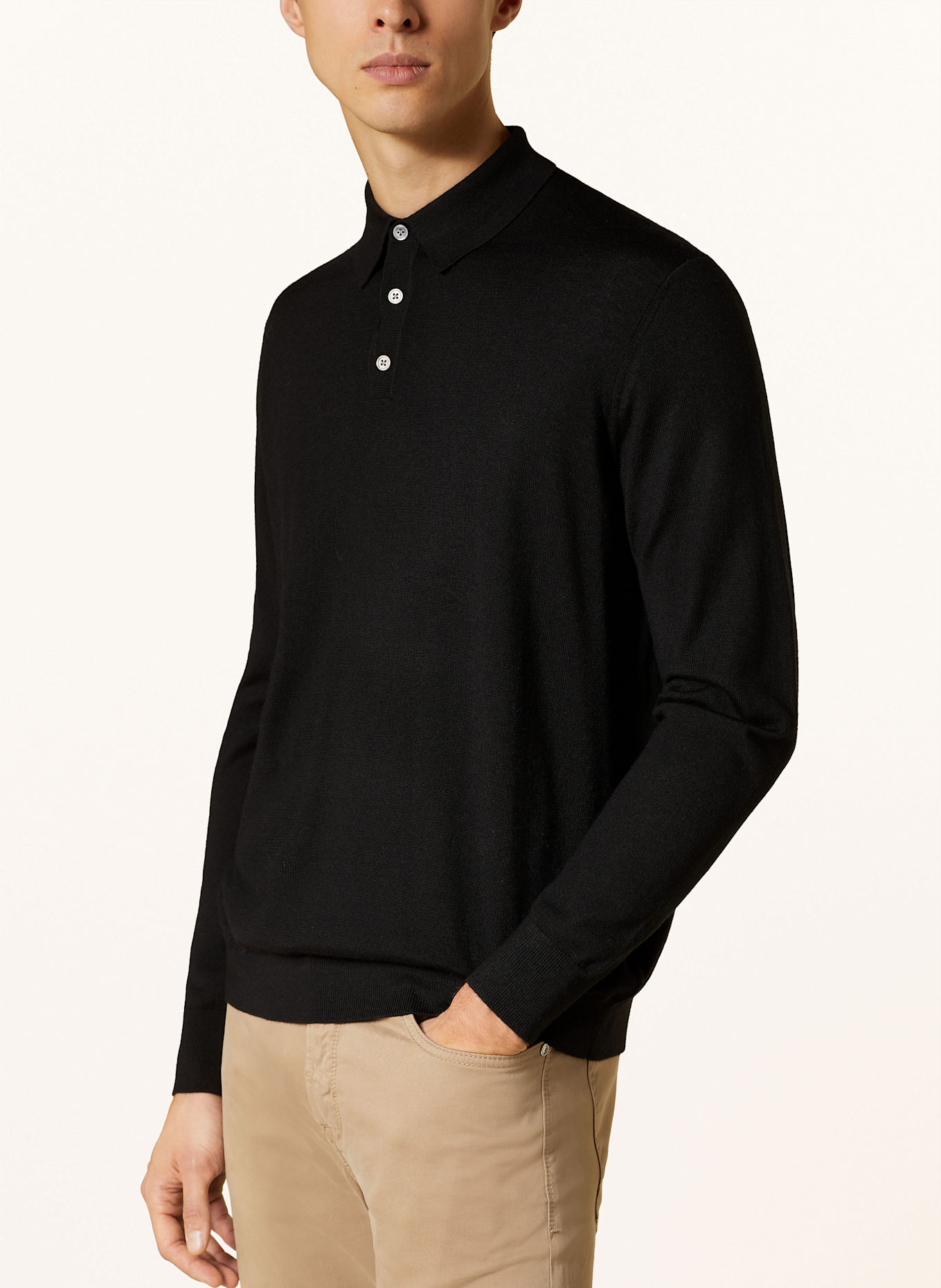 STROKESMAN'S Strick-Poloshirt: SCHWARZ