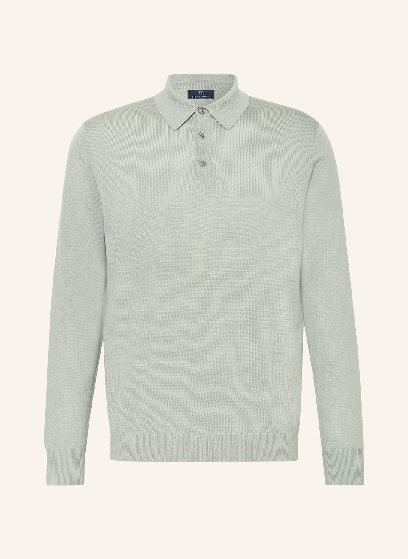 STROKESMAN'S Strick-Poloshirt: HELLGRÜN