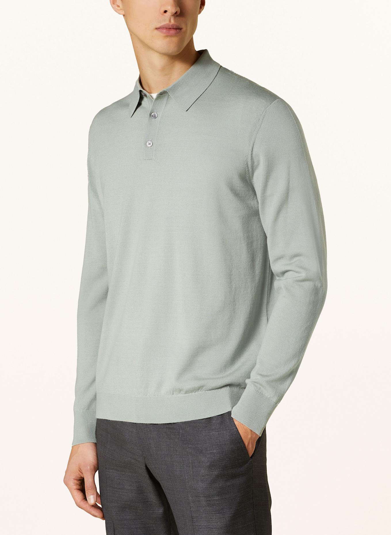 STROKESMAN'S Strick-Poloshirt: HELLGRÜN