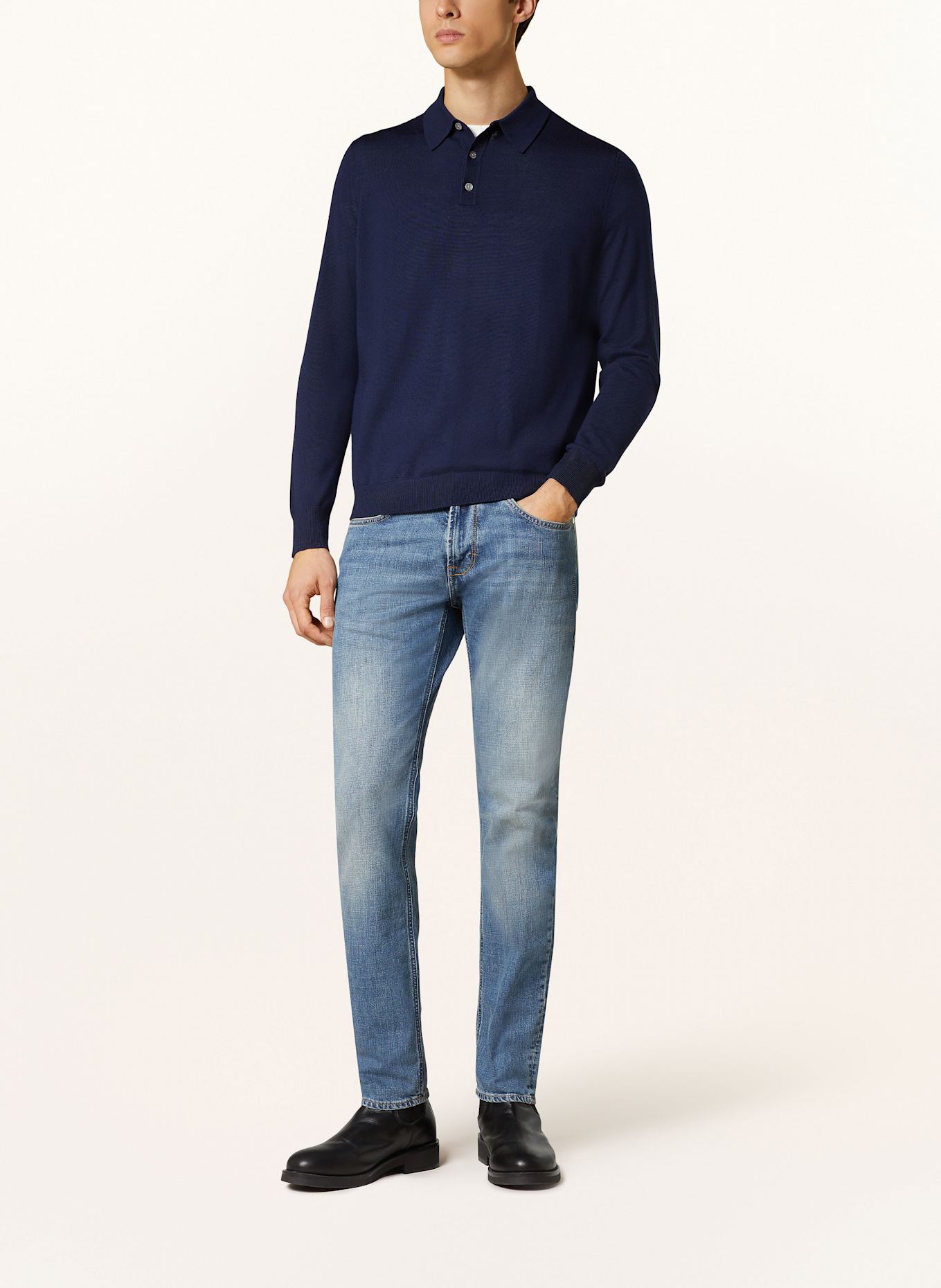 STROKESMAN'S Knitted polo shirt: DARK BLUE