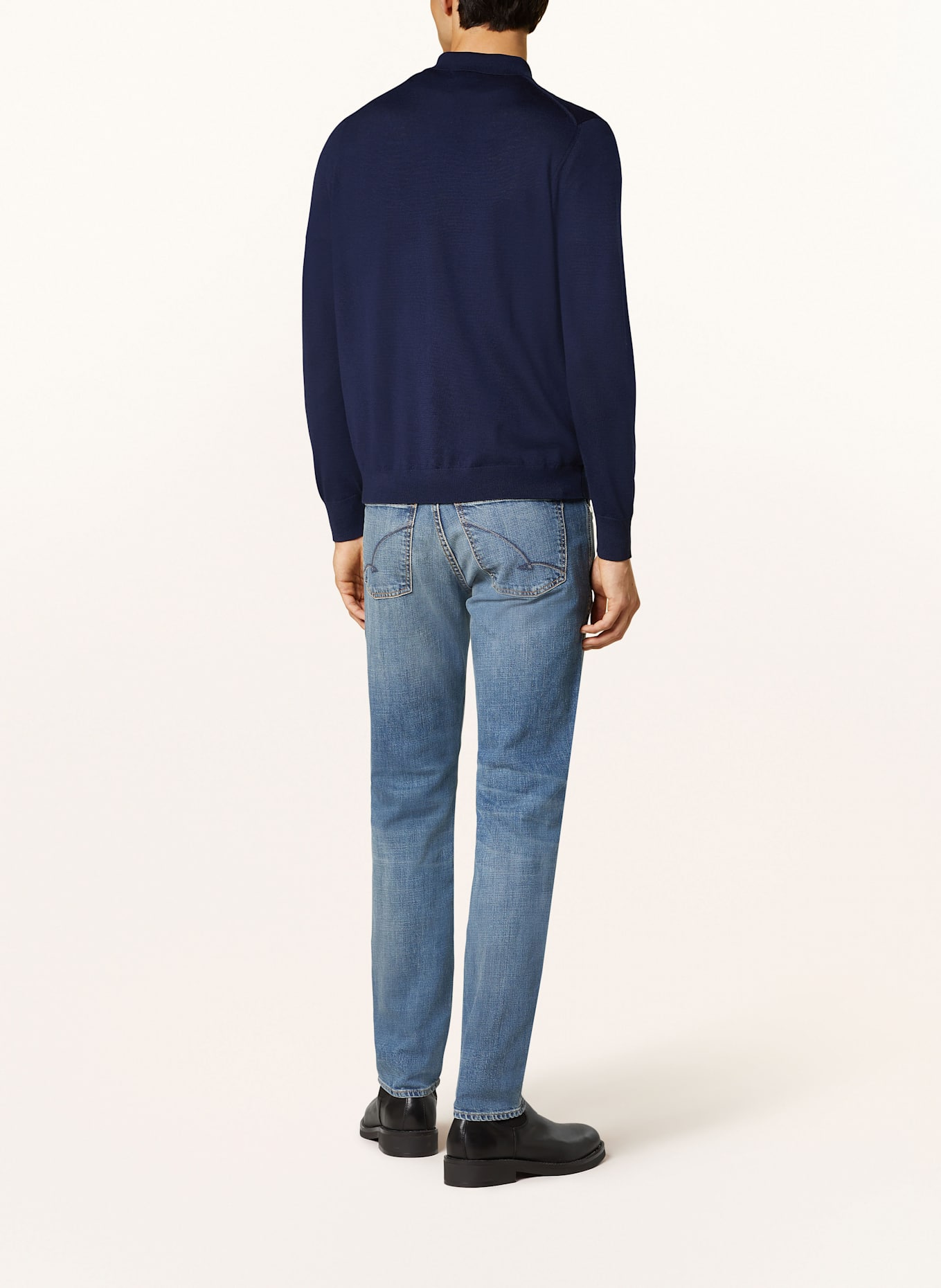 STROKESMAN'S Knitted polo shirt: DARK BLUE