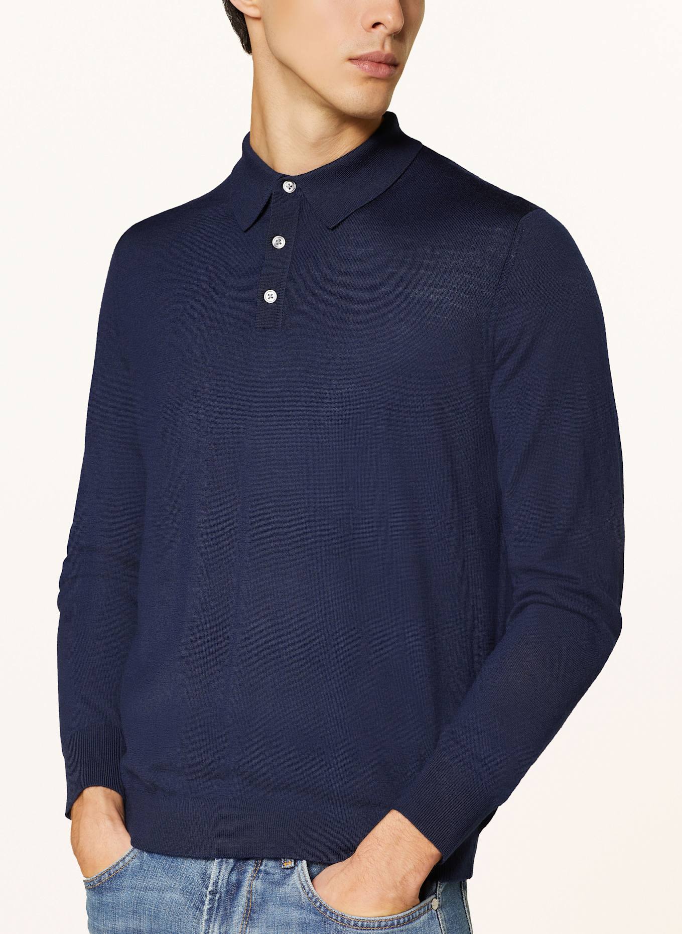 STROKESMAN'S Knitted polo shirt: DARK BLUE
