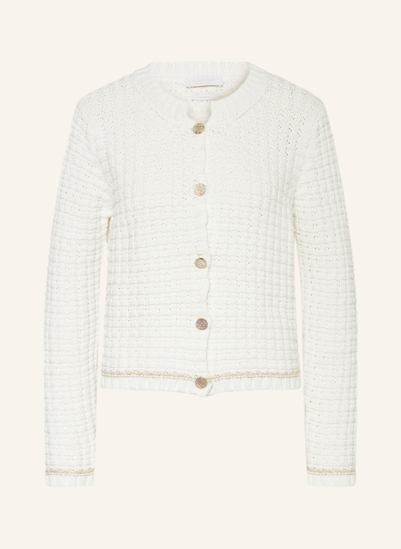 Rich & Royal Cardigan with glitter thread: WHITE