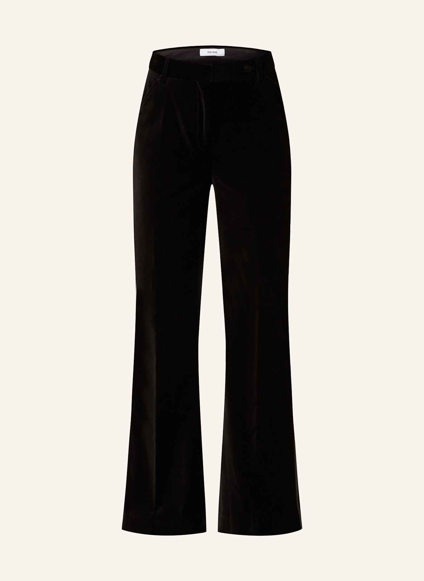 REISS PARISA velvet trousers with tuxedo stripe in black