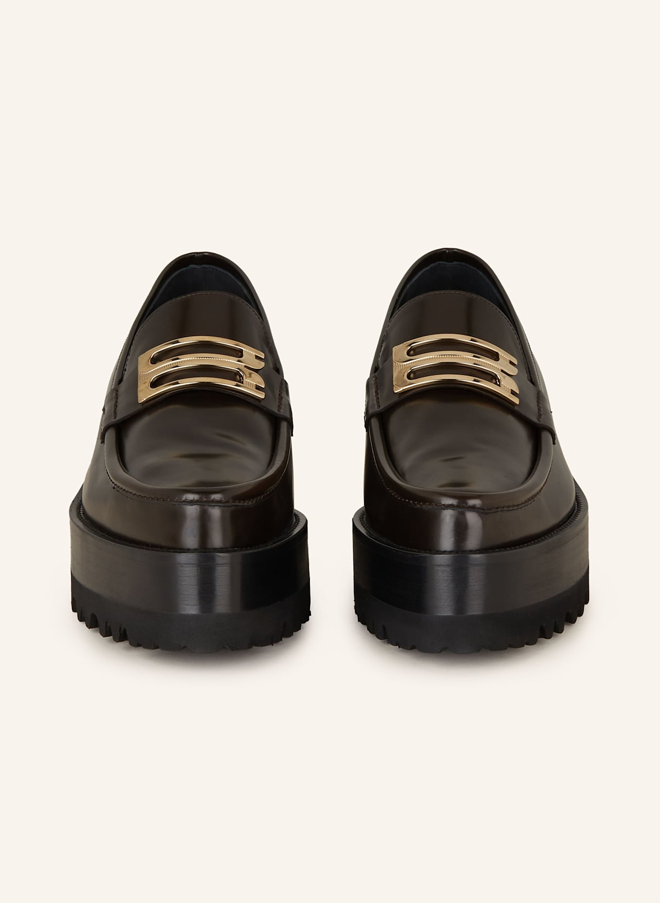 VICTORIA BECKHAM Mocassins à plateau: MARRON FONCÉ