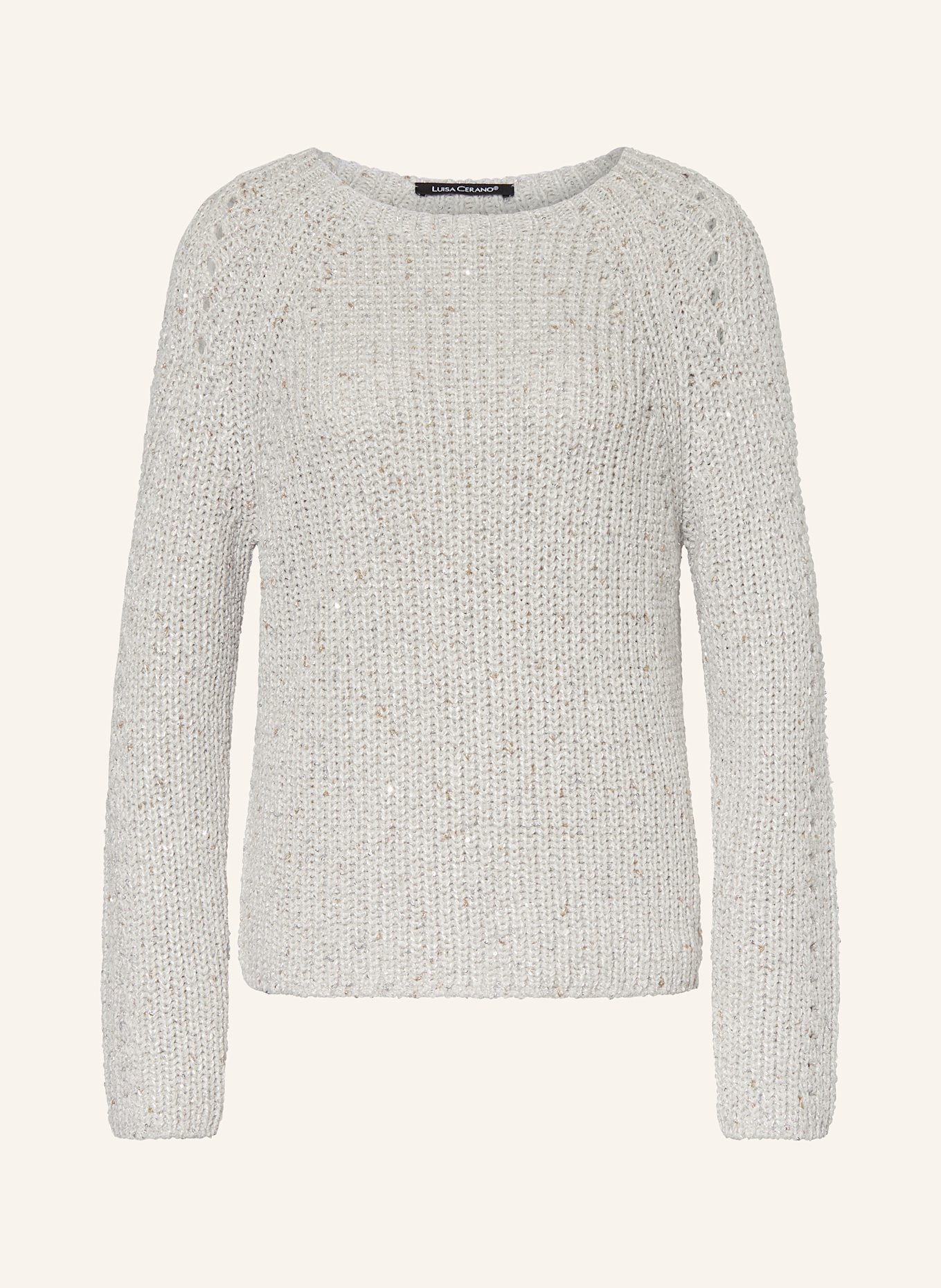 LUISA CERANO Pullover mit Glitzergarn und Pailletten: HELLGRAU